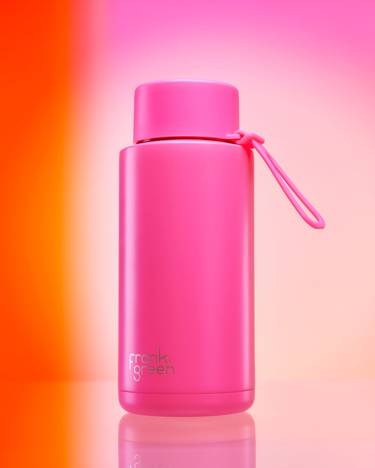 frank green Ceramic Reusable Bottle with Flip Straw Lid & Strap (34oz/1000ml)