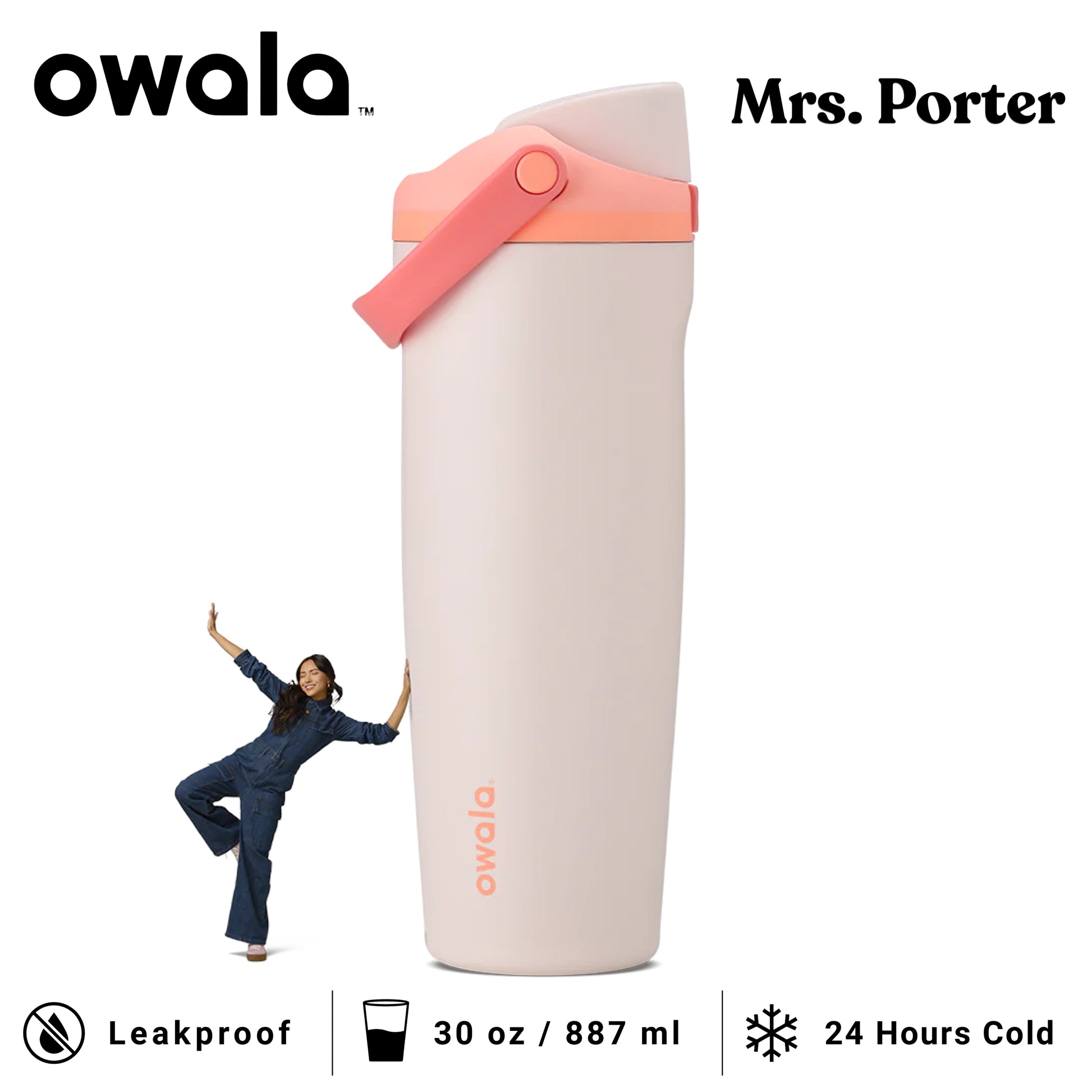Owala FreeSip Sway 30oz (887ml) Insulated Stainless-Steel Water Bottle - Mrs. Porter