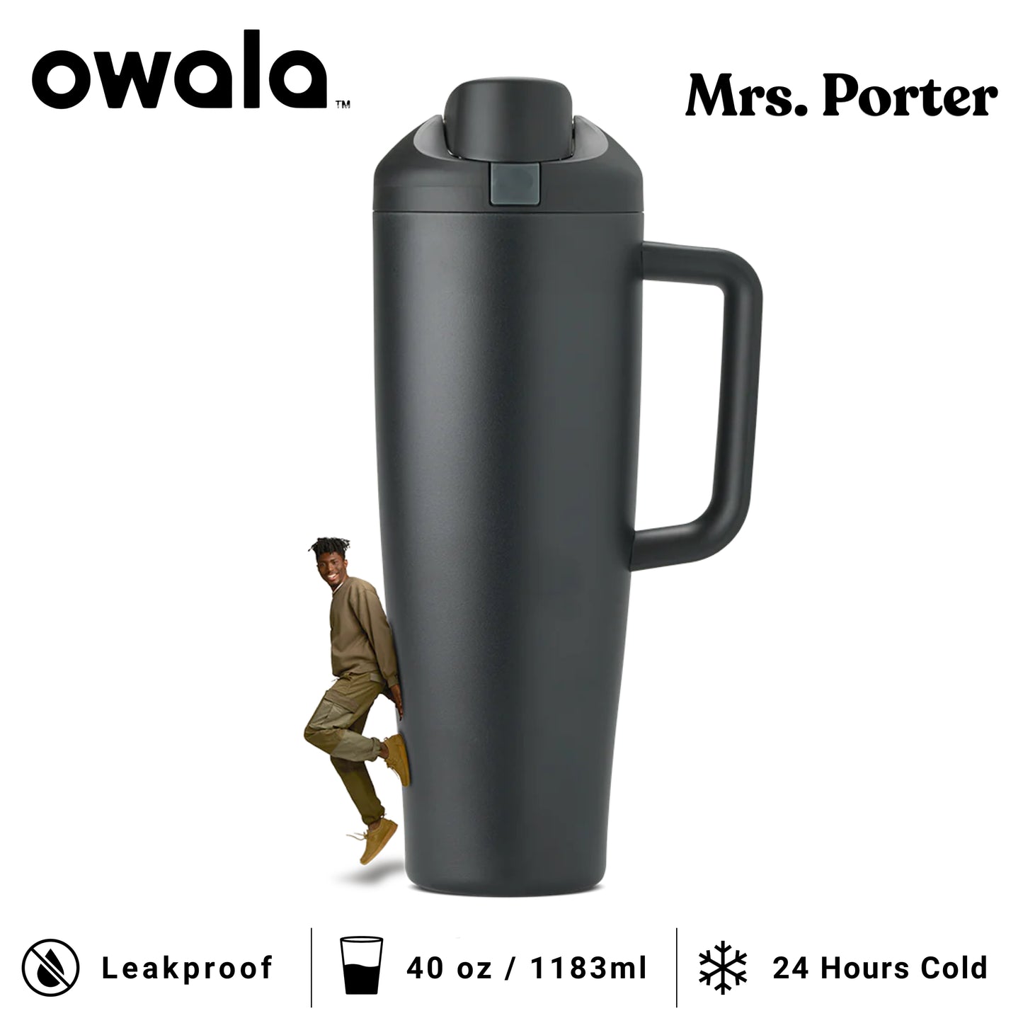 Owala FreeSip Tumbler 40oz (1183ml) Insulated Stainless-Steel Water Bottle - Mrs. Porter