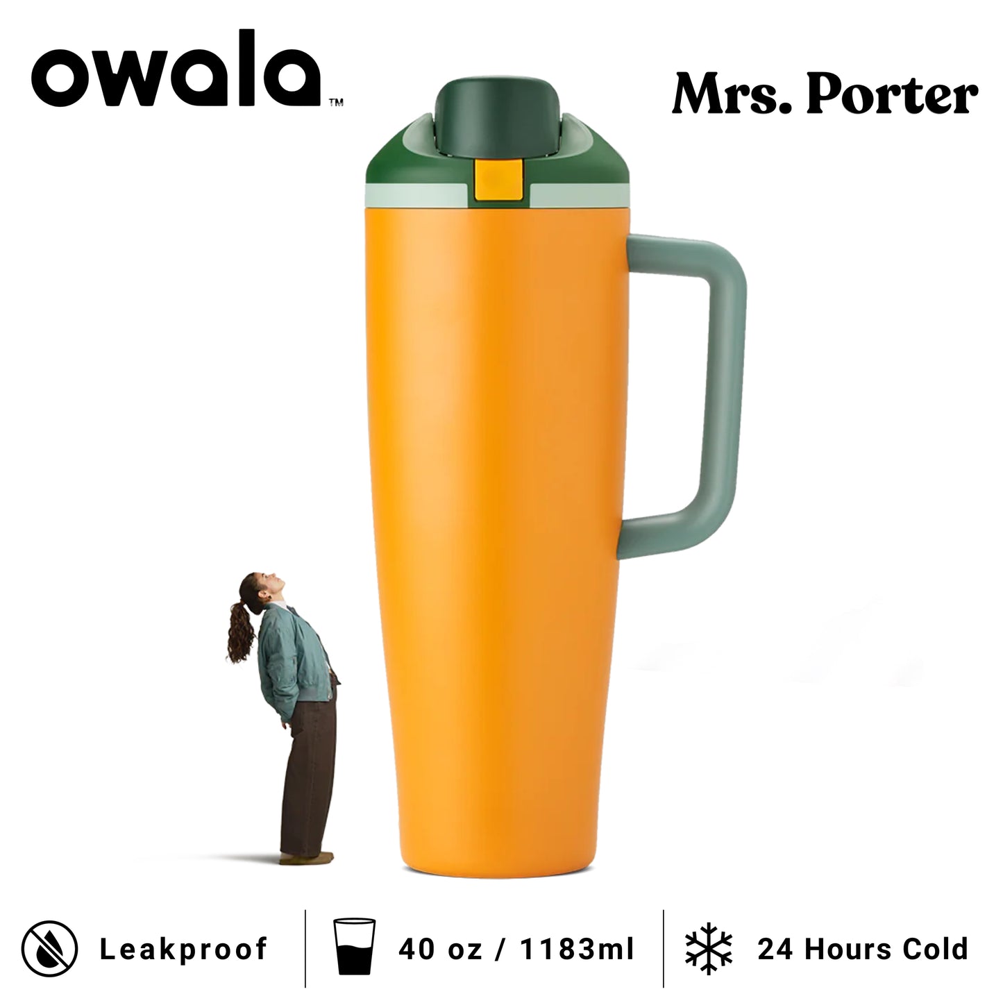 Owala FreeSip Tumbler 40oz (1183ml) Insulated Stainless-Steel Water Bottle - Mrs. Porter