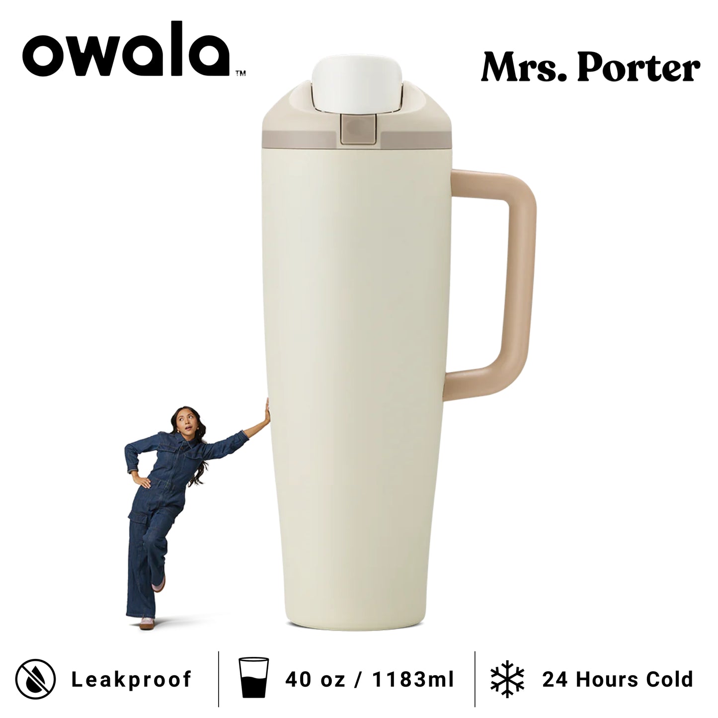 Owala FreeSip Tumbler 40oz (1183ml) Insulated Stainless-Steel Water Bottle - Mrs. Porter