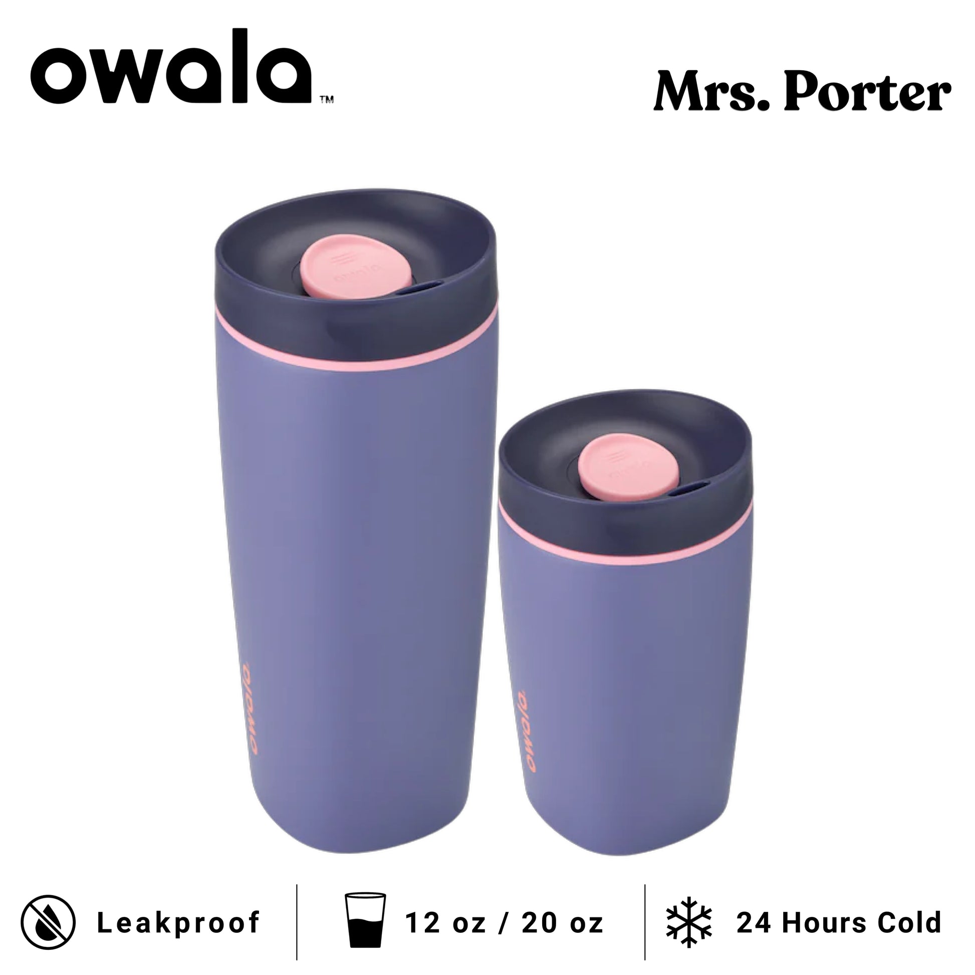 Owala SmoothSip Slider 12oz 20oz Insulated Stainless Steel Tumbler - Mrs. Porter