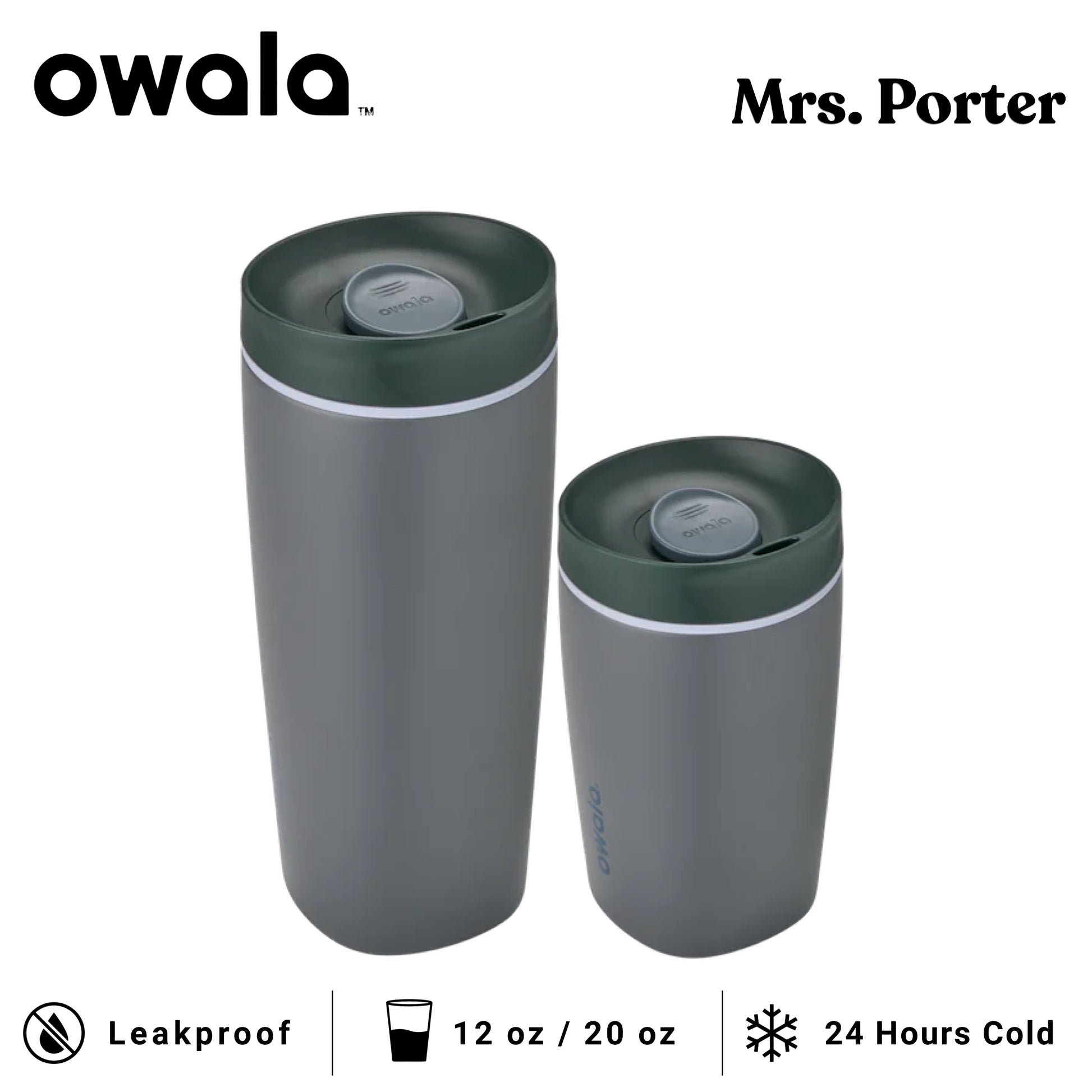 Owala SmoothSip Slider 12oz 20oz Insulated Stainless Steel Tumbler - Mrs. Porter