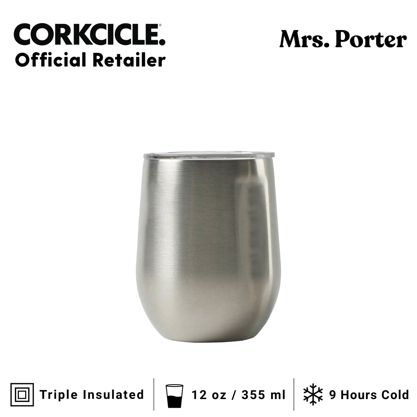 CORKCICLE Stemless 12oz Stainless Steel Drink Tumbler