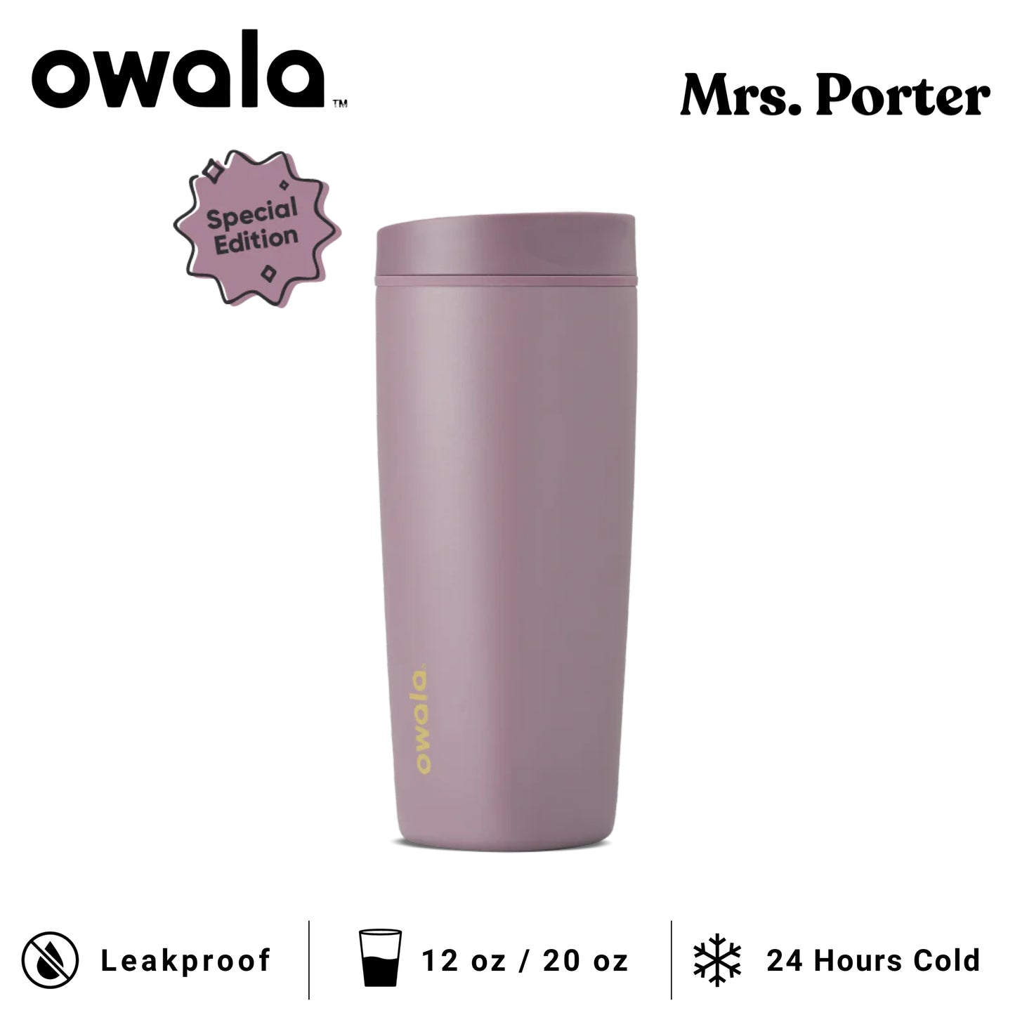 Owala SmoothSip Slider 12oz 20oz Insulated Stainless Steel Tumbler
