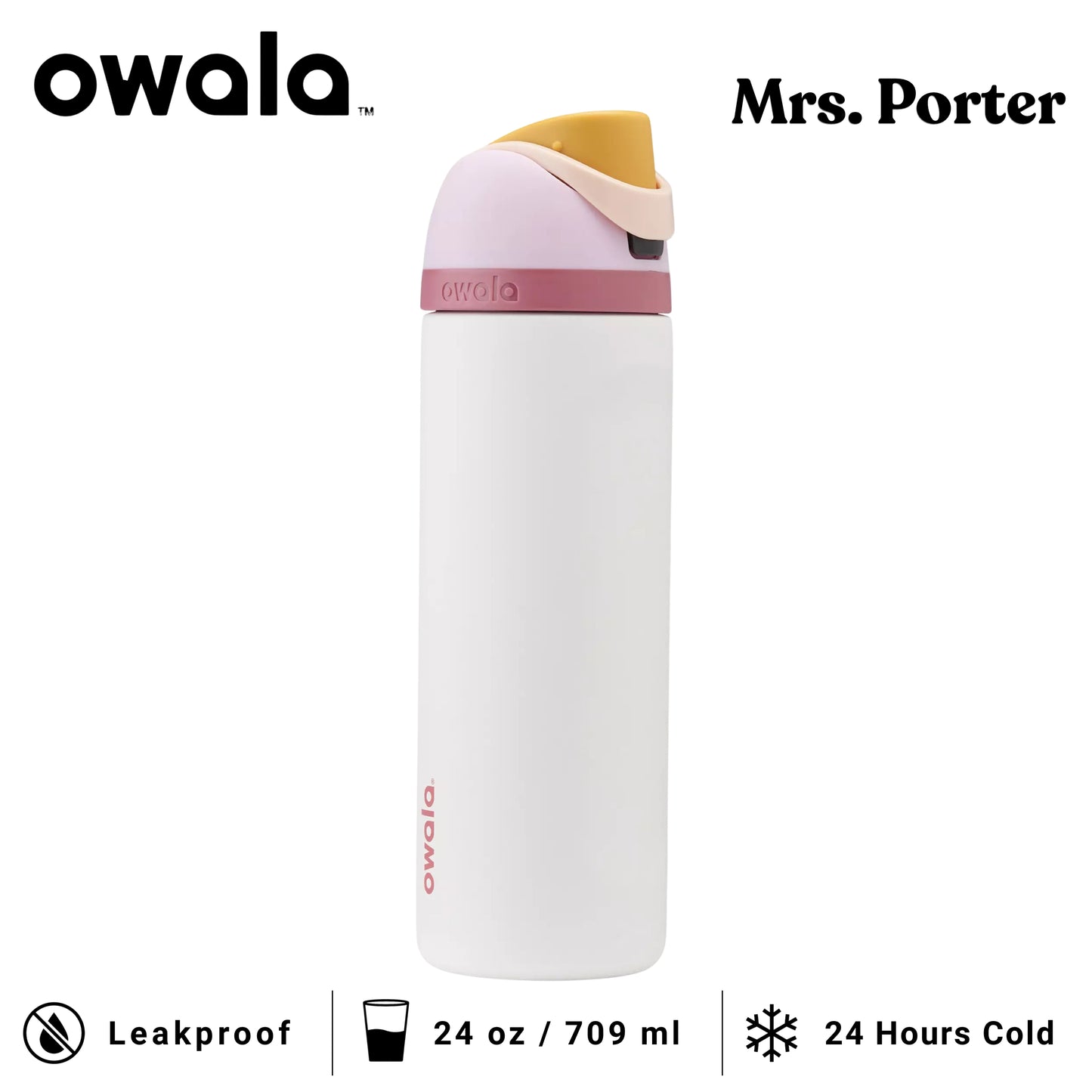 Owala FreeSip 24-Ounce (709ml) Insulated Stainless-Steel Water Bottle - Mrs. Porter