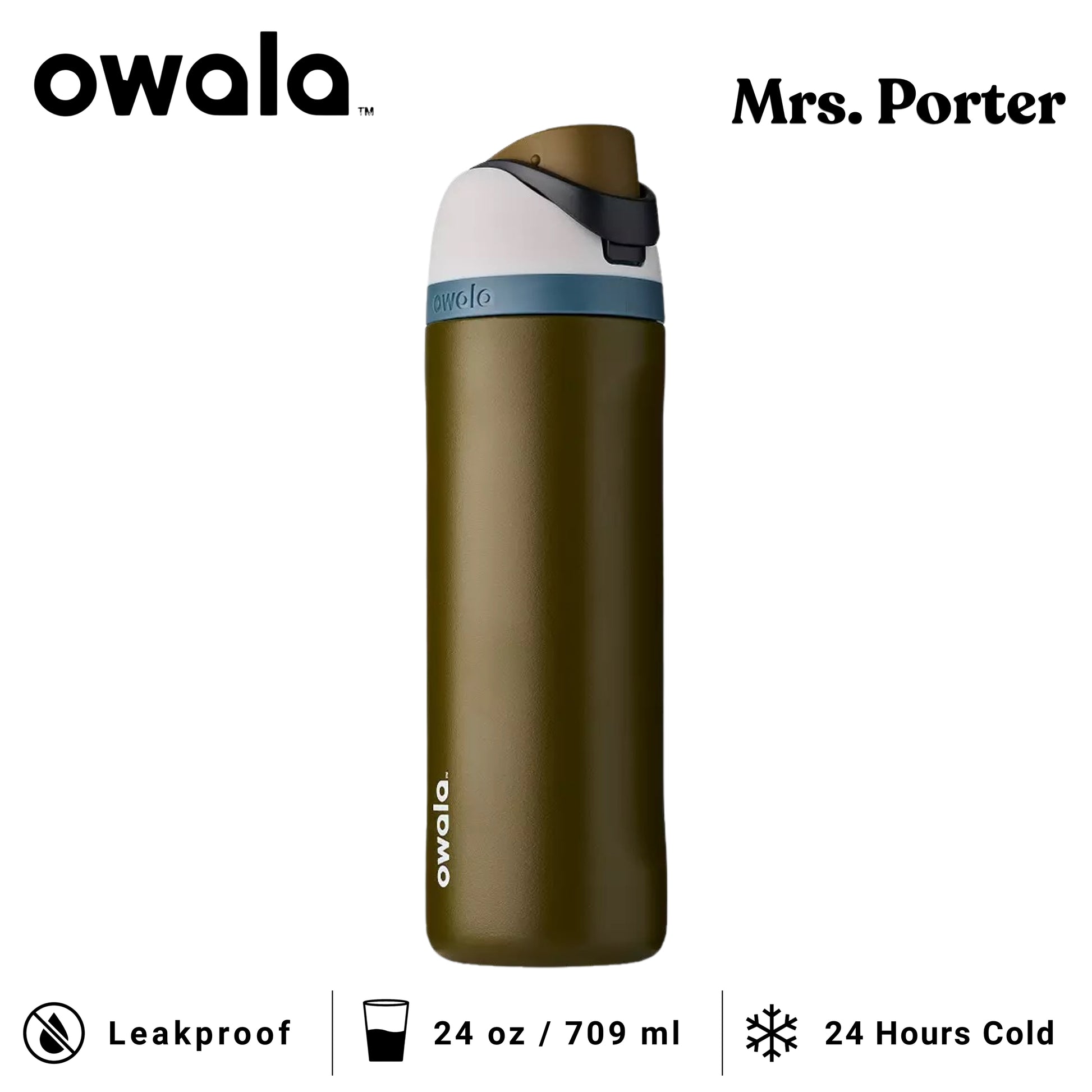 Owala FreeSip 24-Ounce (709ml) Insulated Stainless-Steel Water Bottle - Mrs. Porter