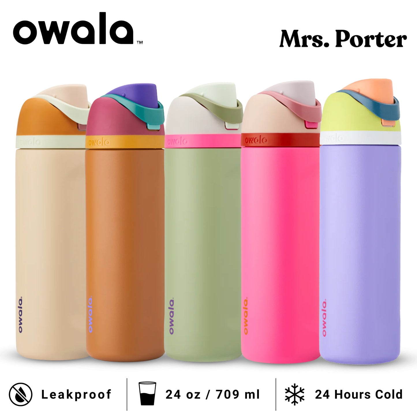 Owala FreeSip 24-Ounce (709ml) Insulated Stainless-Steel Water Bottle - Mrs. Porter