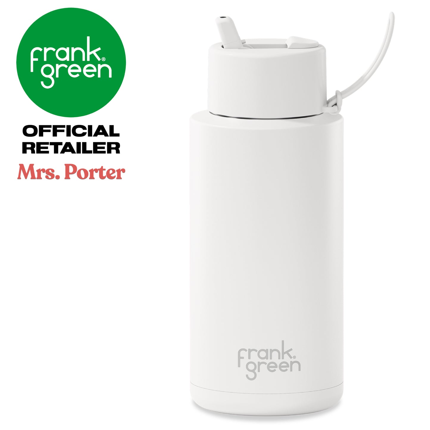 frank green Ceramic Reusable Bottle with Flip Straw Lid & Strap (34oz/1000ml)