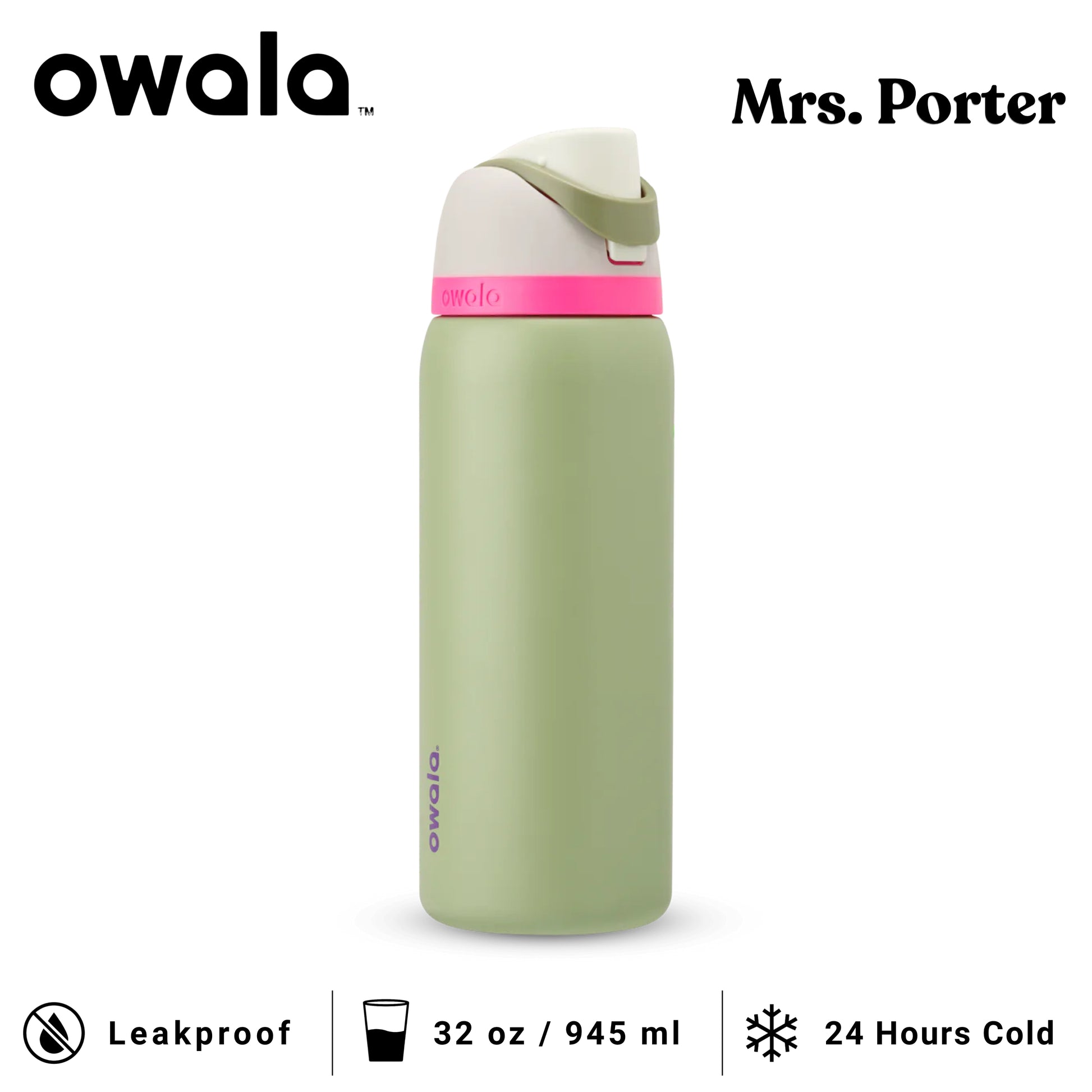 Owala FreeSip 32-Ounce (945ml) Insulated Stainless-Steel Water Bottle - Mrs. Porter