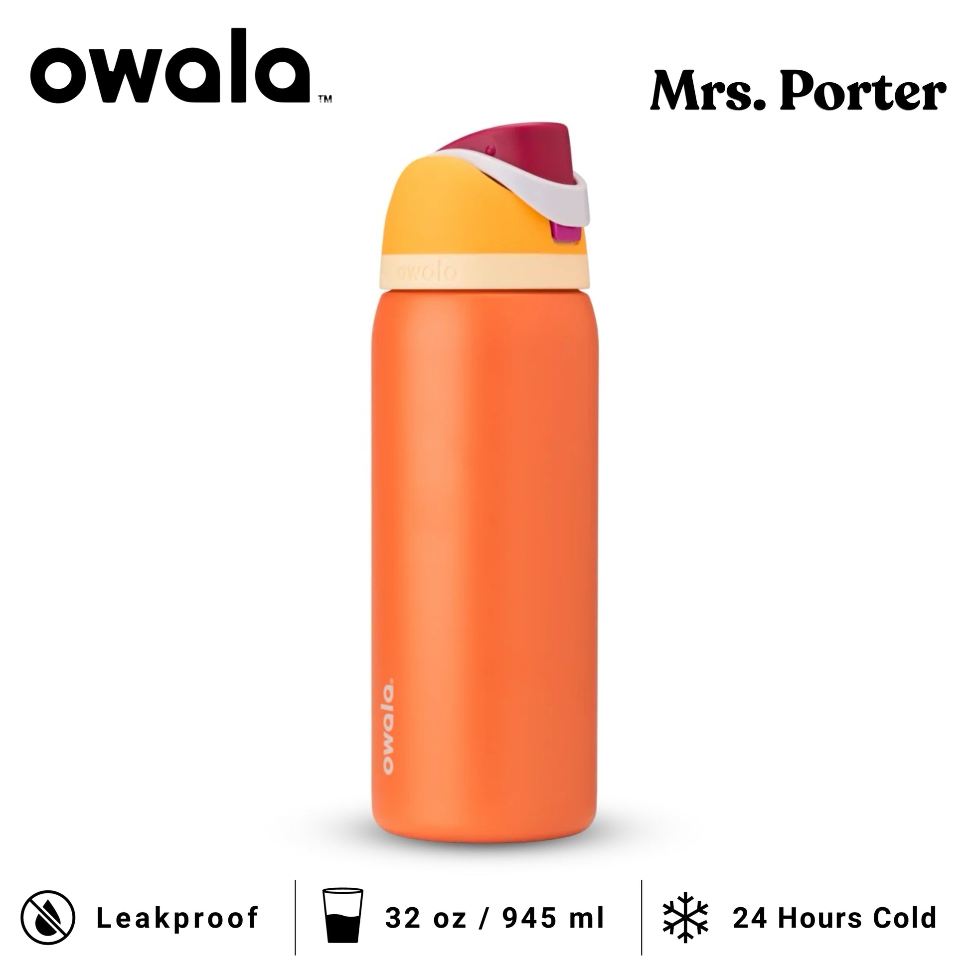 Owala FreeSip 32-Ounce (945ml) Insulated Stainless-Steel Water Bottle - Mrs. Porter