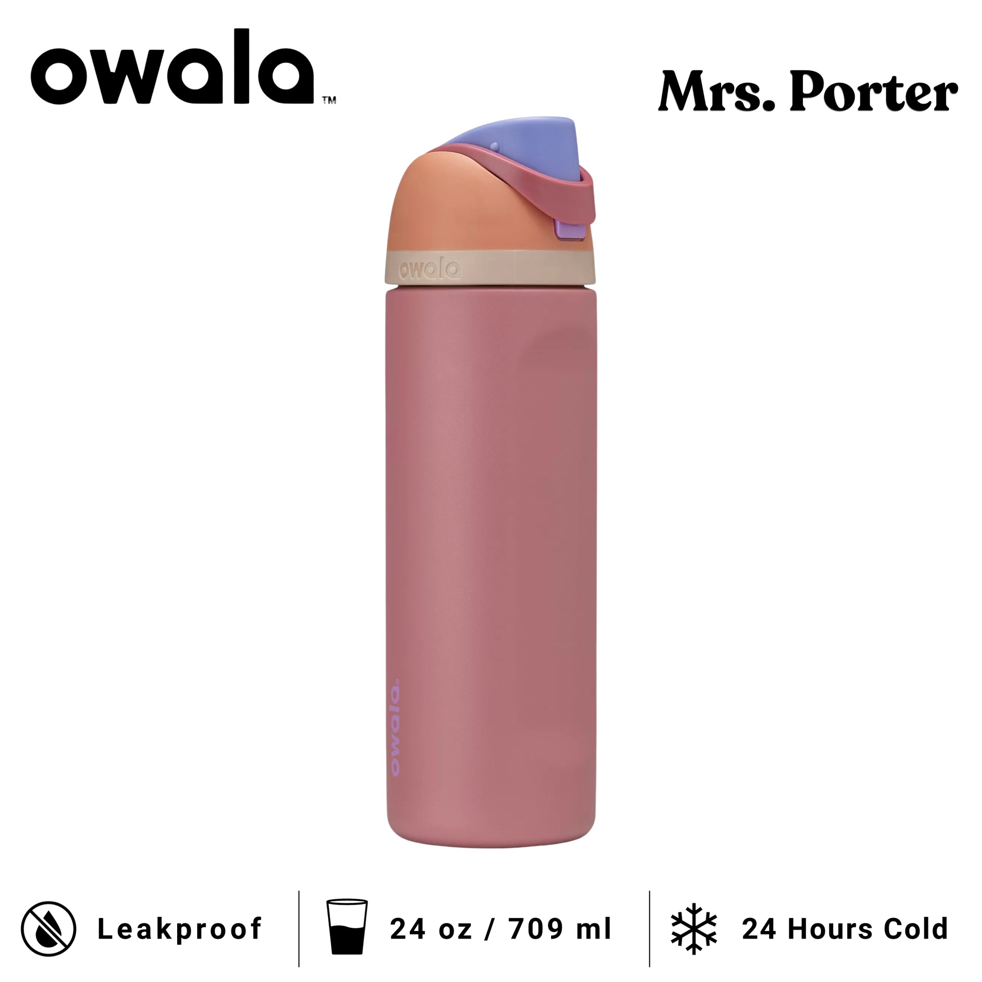 Owala FreeSip 24-Ounce (709ml) Insulated Stainless-Steel Water Bottle - Mrs. Porter
