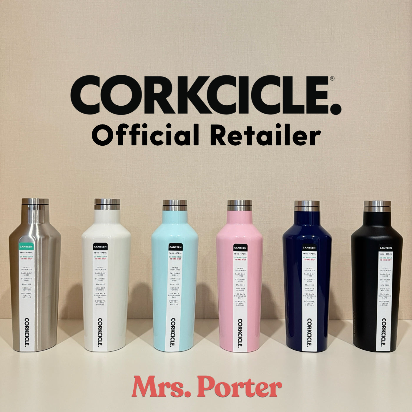 CORKCICLE Canteen 16oz Stainless Water Bottles - Mrs. Porter