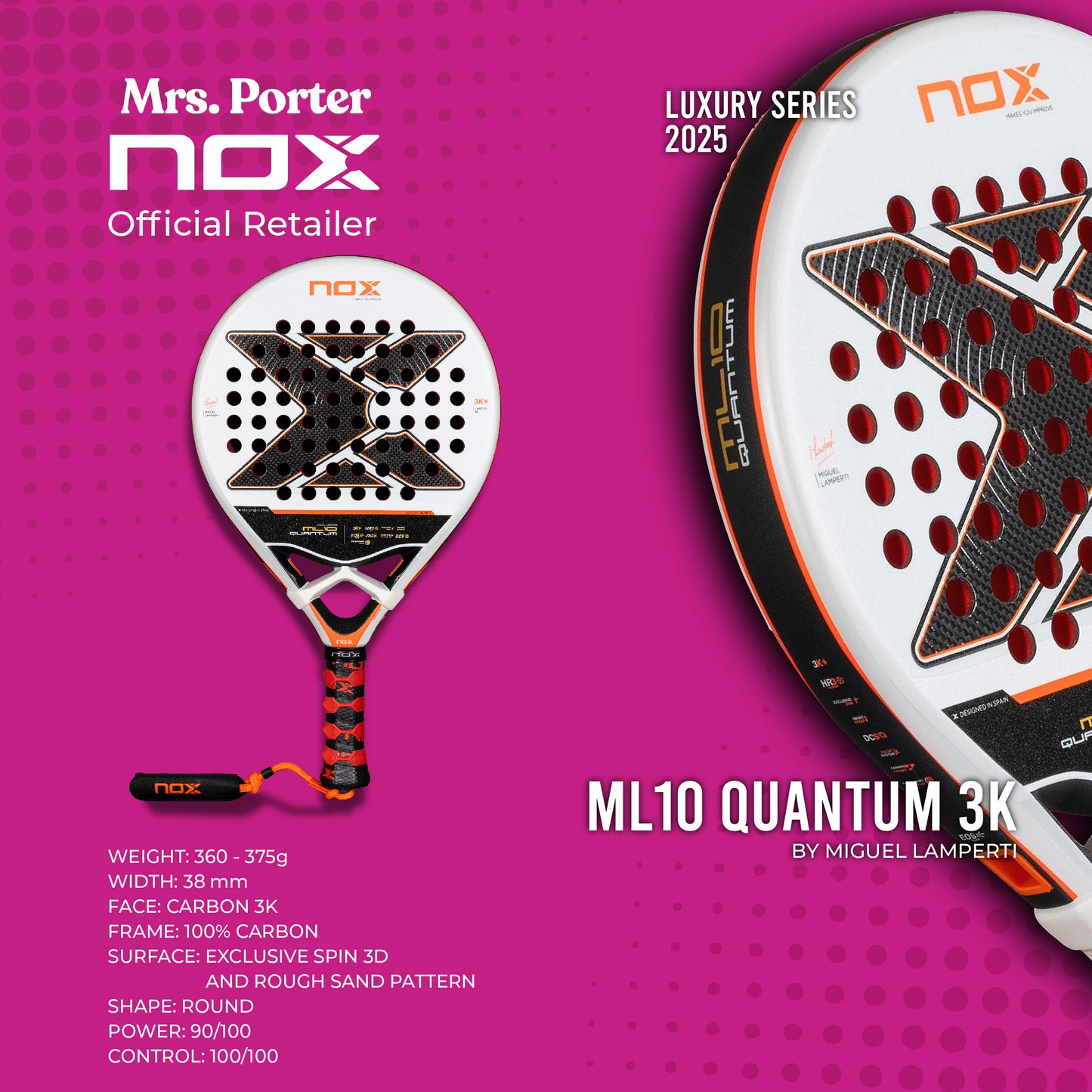 NOX ML10 QUANTUM 3K 2025 BY MIGUEL LAMPERTI PADEL RACKET