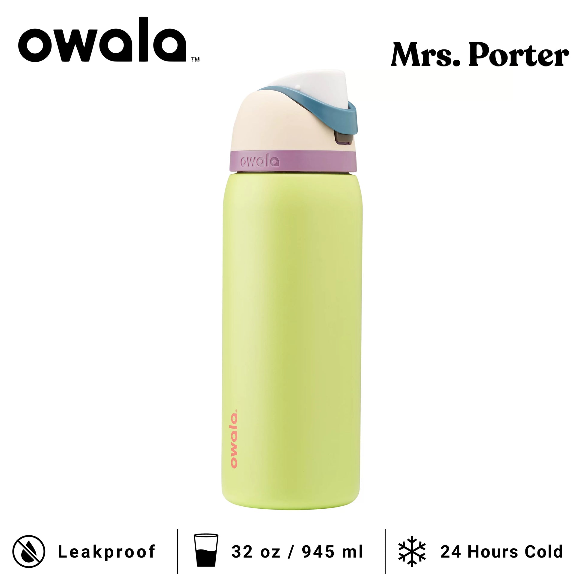 Owala FreeSip 32-Ounce (945ml) Insulated Stainless-Steel Water Bottle - Mrs. Porter