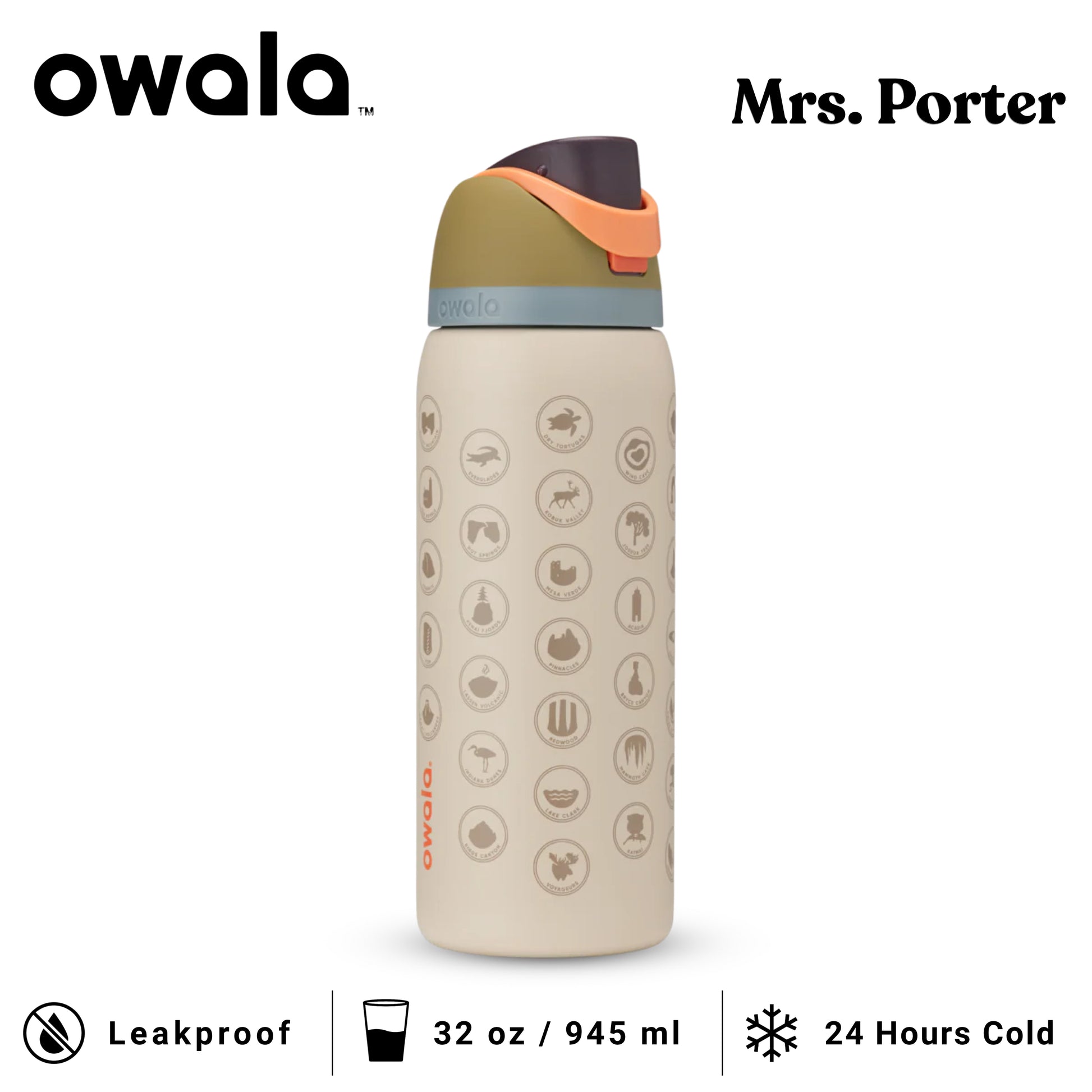 Owala FreeSip 32-Ounce (945ml) Insulated Stainless-Steel Water Bottle - Mrs. Porter