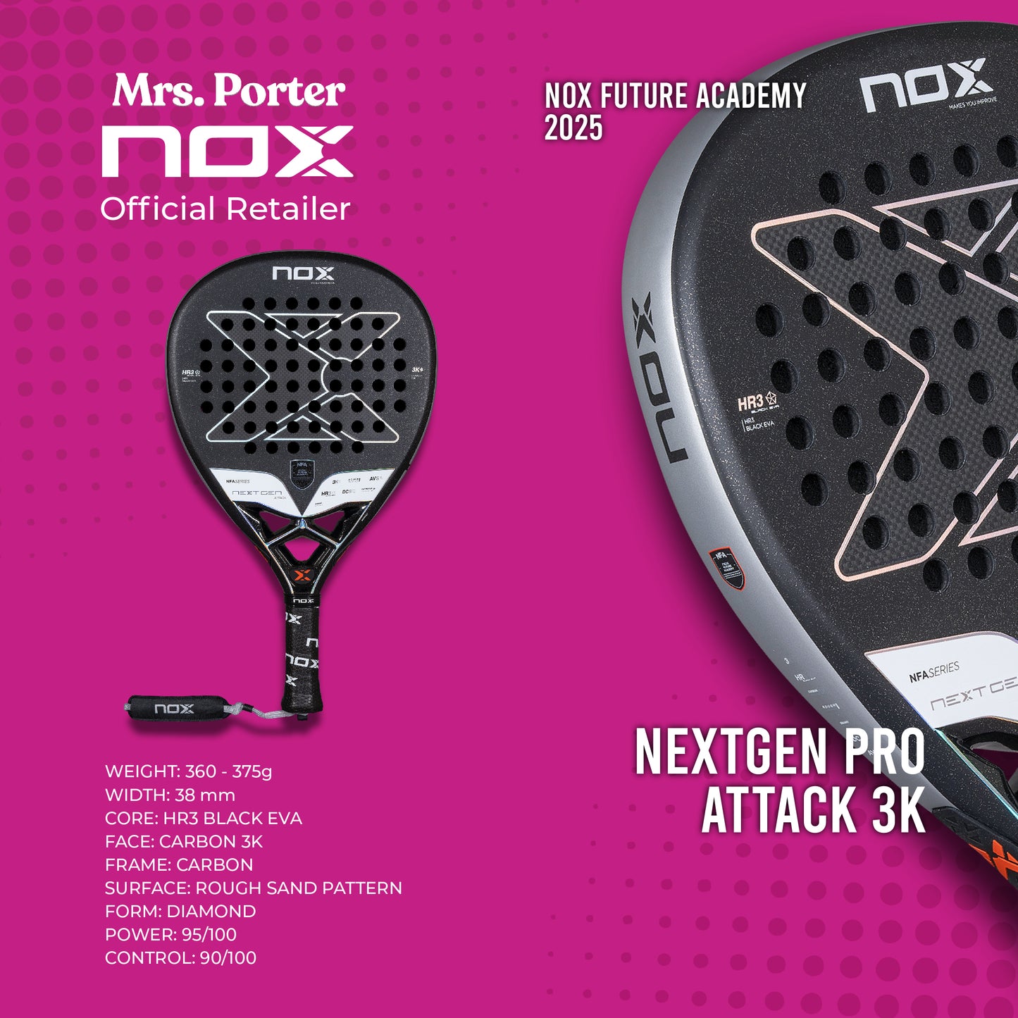 NOX NEXTGEN PRO ATTACK 3K NFA SERIES PADEL RACKET