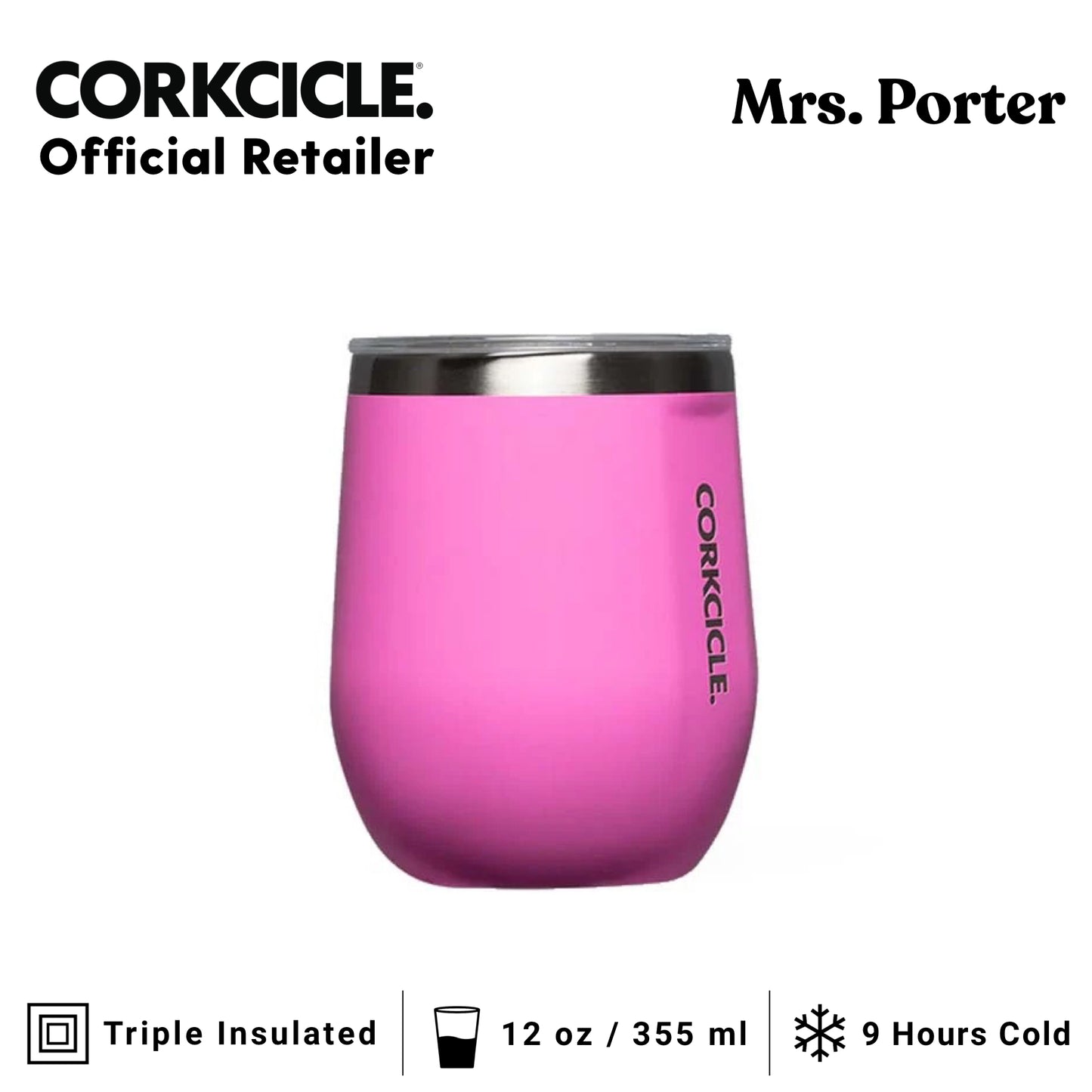 CORKCICLE Stemless 12oz Stainless Steel Drink Tumbler