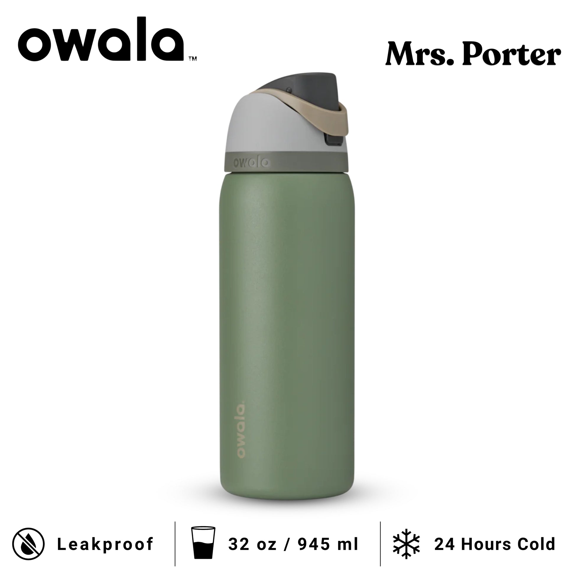 Owala FreeSip 32-Ounce (945ml) Insulated Stainless-Steel Water Bottle - Mrs. Porter