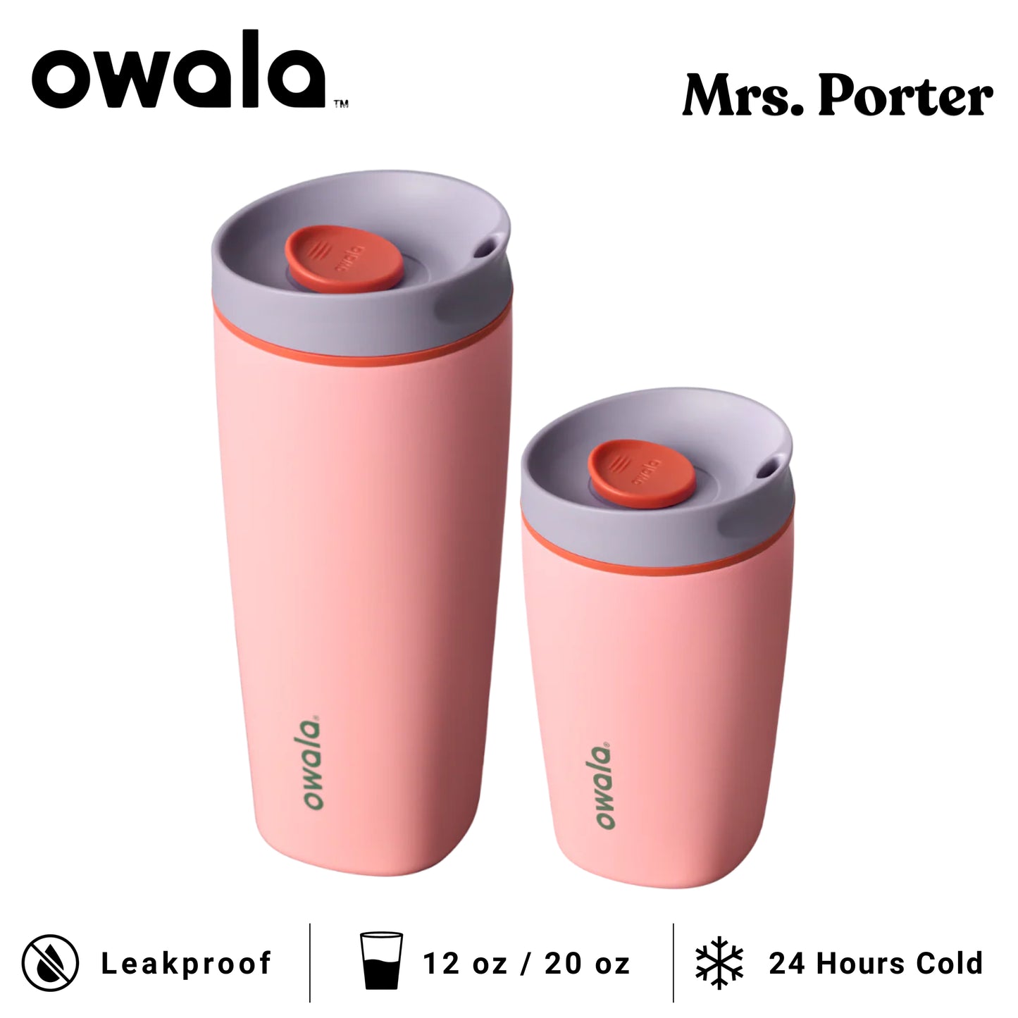 Owala SmoothSip Slider 12oz 20oz Insulated Stainless Steel Tumbler