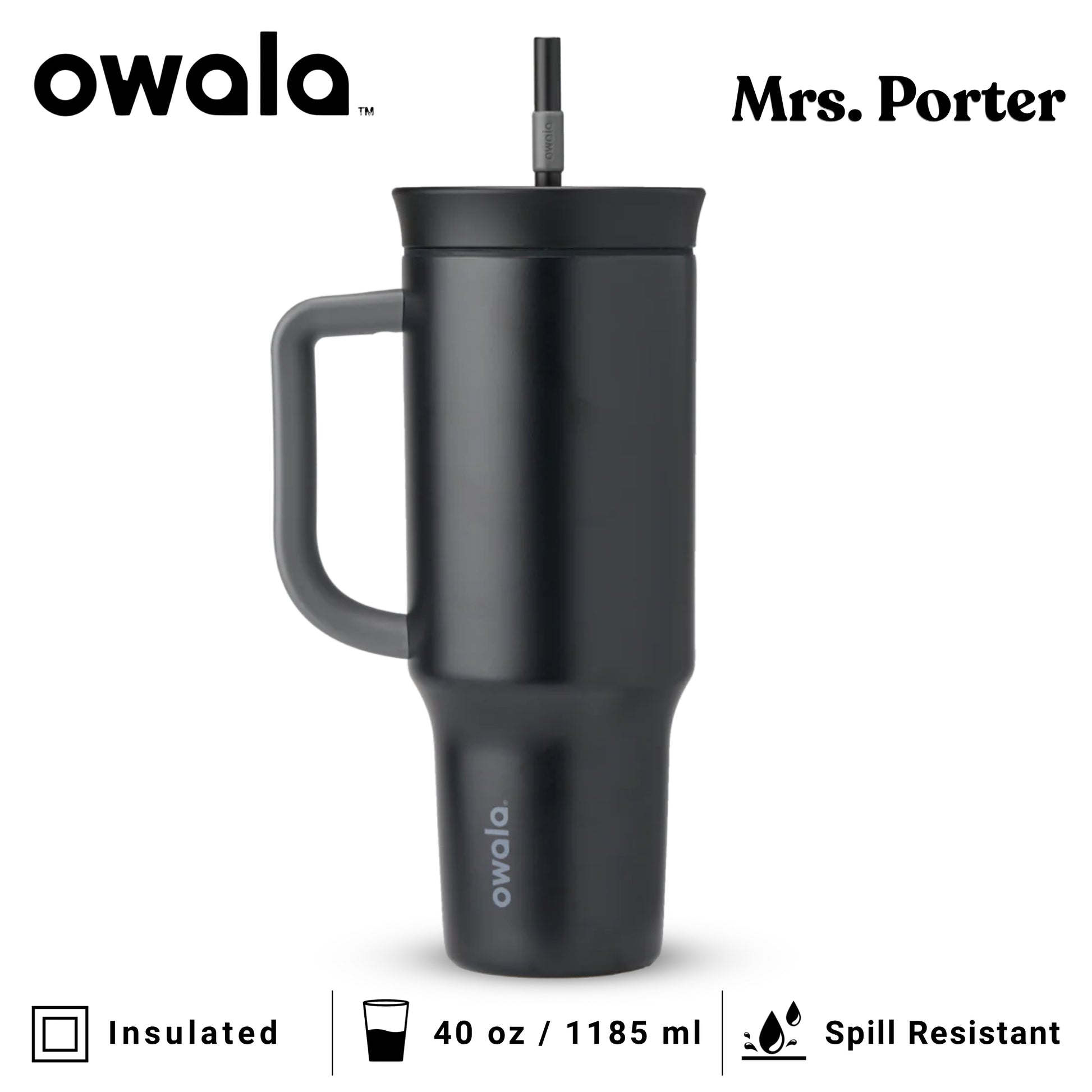 Owala 40oz (1182ml) Tumbler (Stainless Steel) - Mrs. Porter