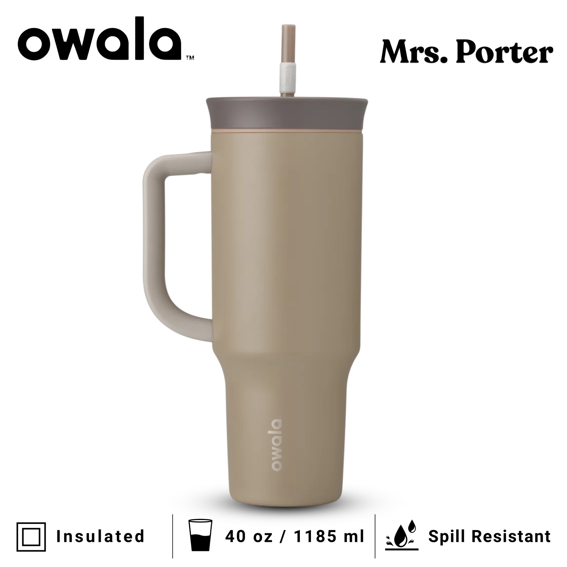 Owala 40oz (1182ml) Tumbler (Stainless Steel) - Mrs. Porter