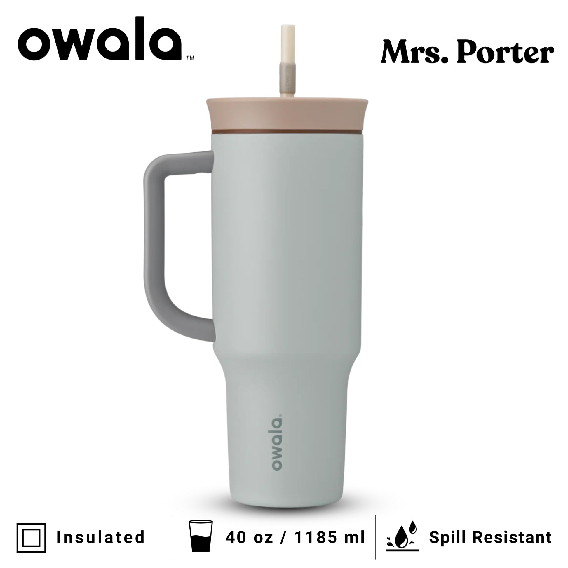 Owala 40oz (1182ml) Tumbler (Stainless Steel) - Mrs. Porter