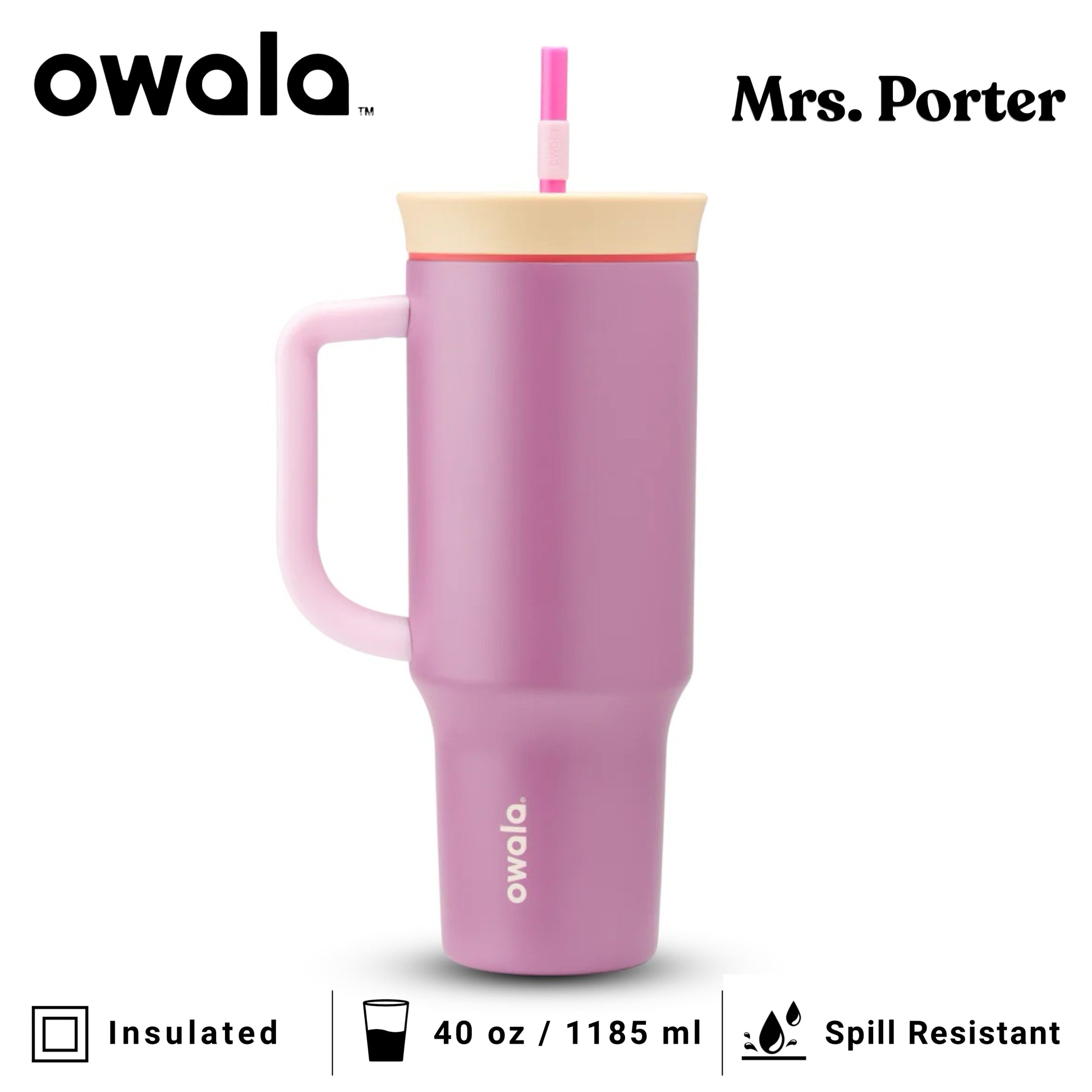 Owala 40oz (1182ml) Tumbler (Stainless Steel) - Mrs. Porter