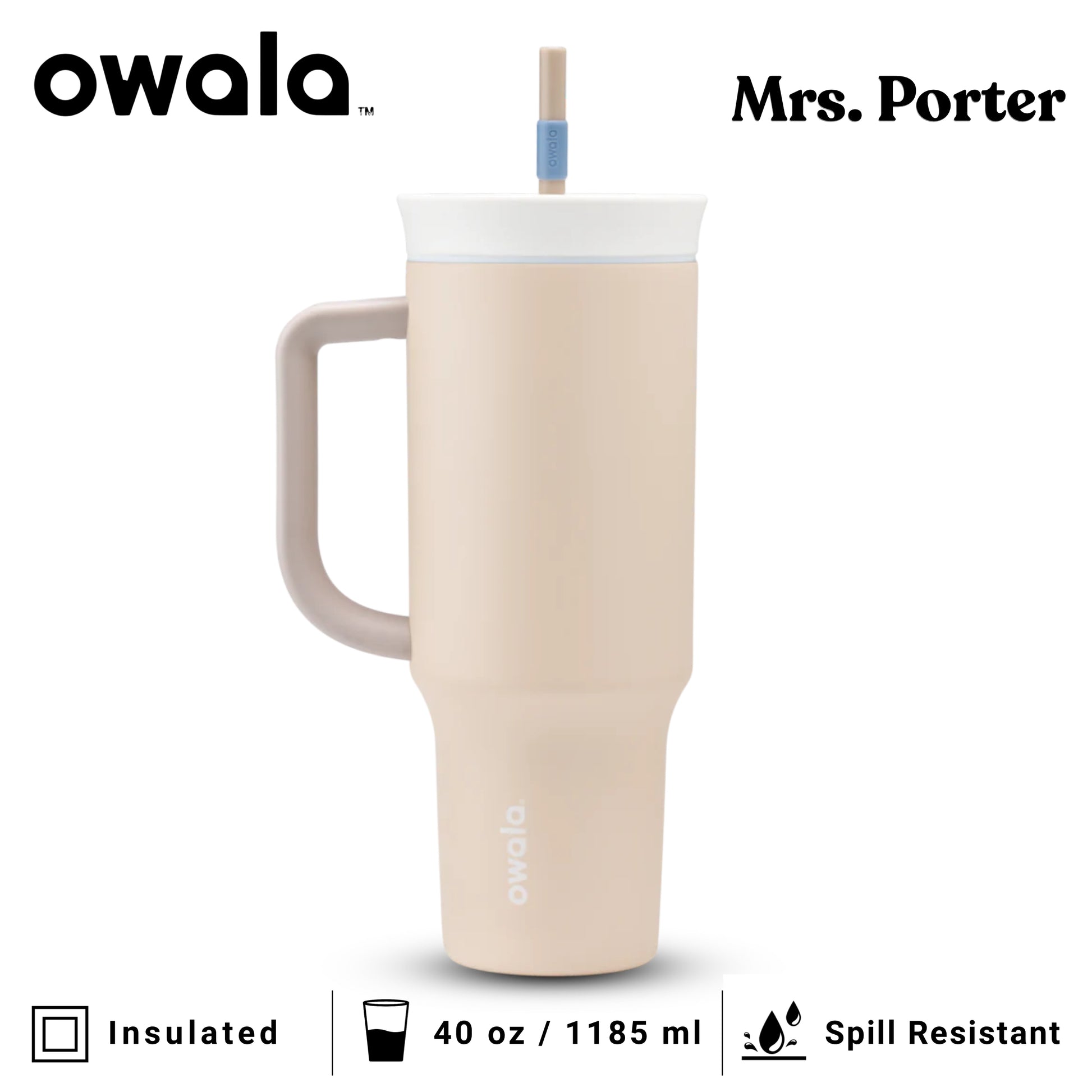 Owala 40oz (1182ml) Tumbler (Stainless Steel) - Mrs. Porter