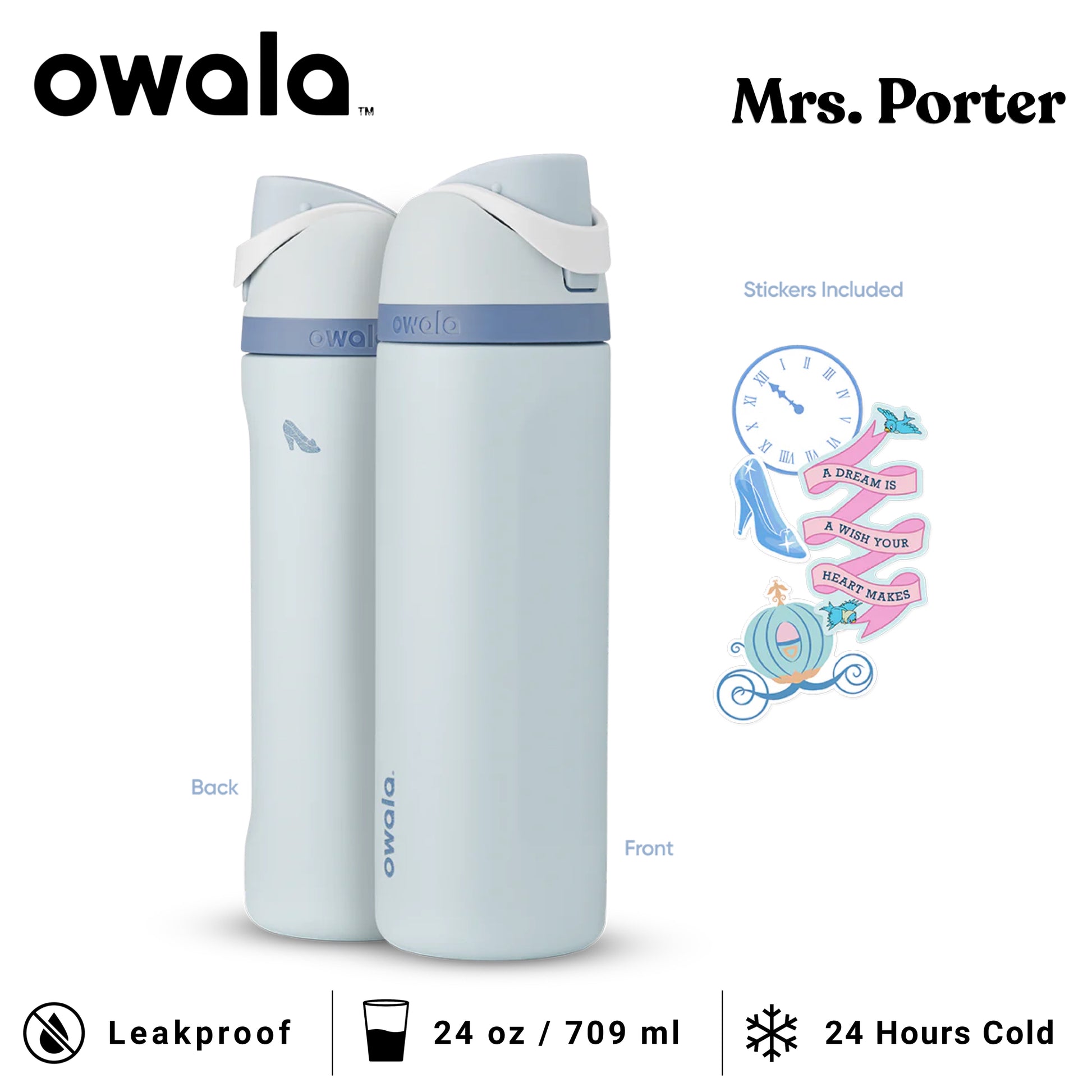 Owala FreeSip 24-Ounce (709ml) Insulated Stainless-Steel Water Bottle - Mrs. Porter