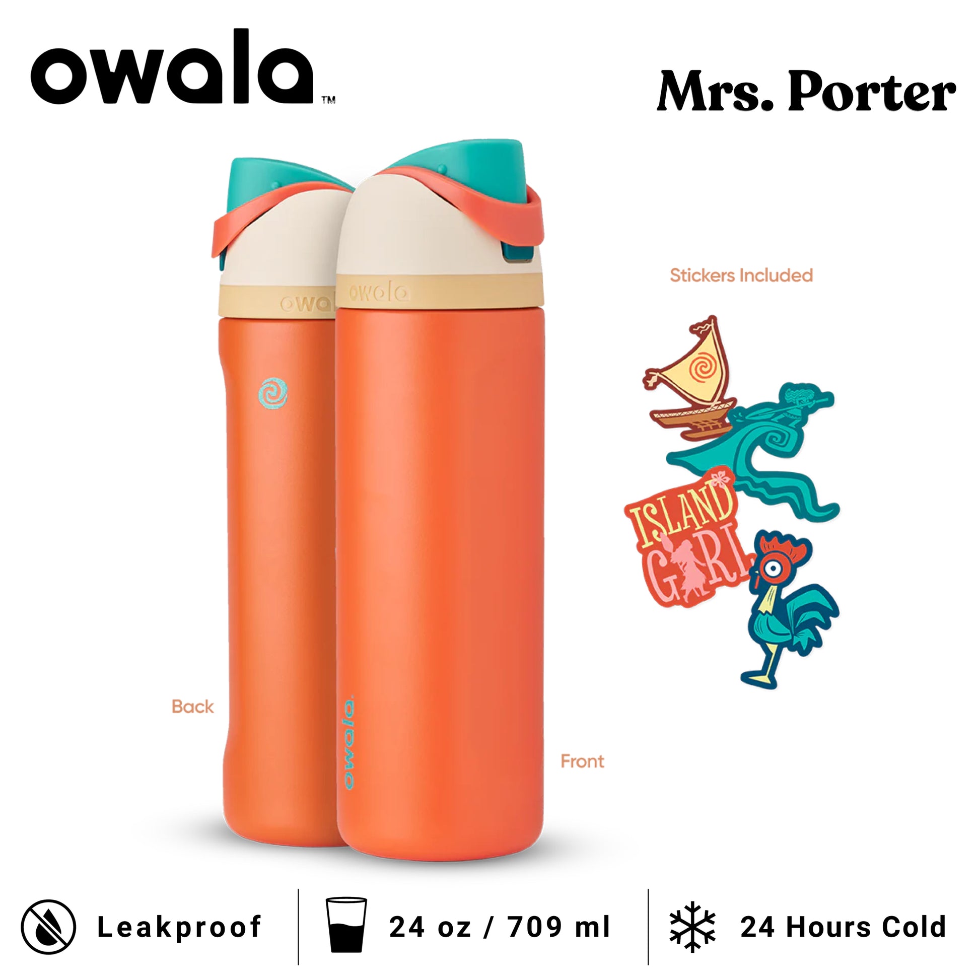 Owala FreeSip 24-Ounce (709ml) Insulated Stainless-Steel Water Bottle - Mrs. Porter
