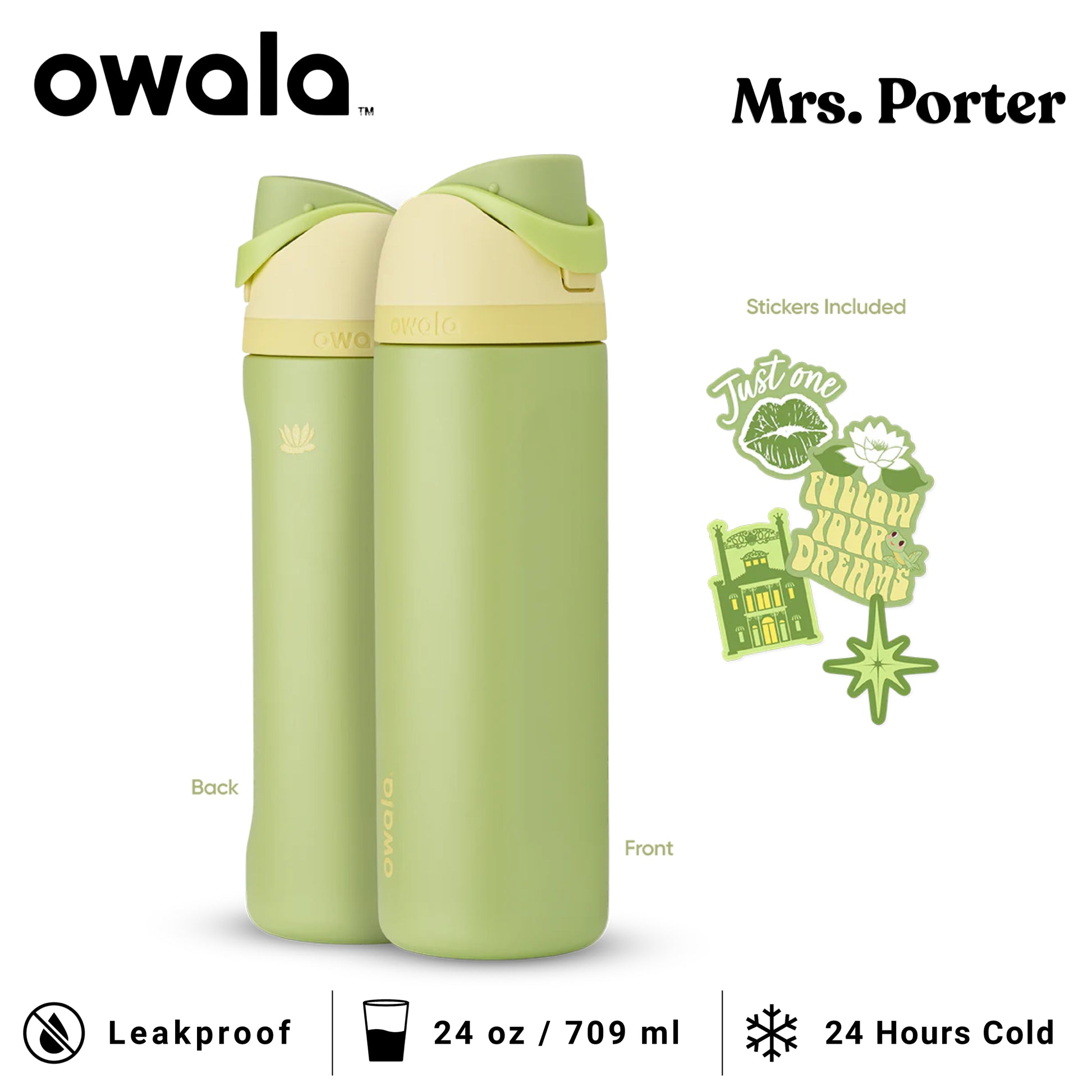 Owala FreeSip 24-Ounce (709ml) Insulated Stainless-Steel Water Bottle - Mrs. Porter