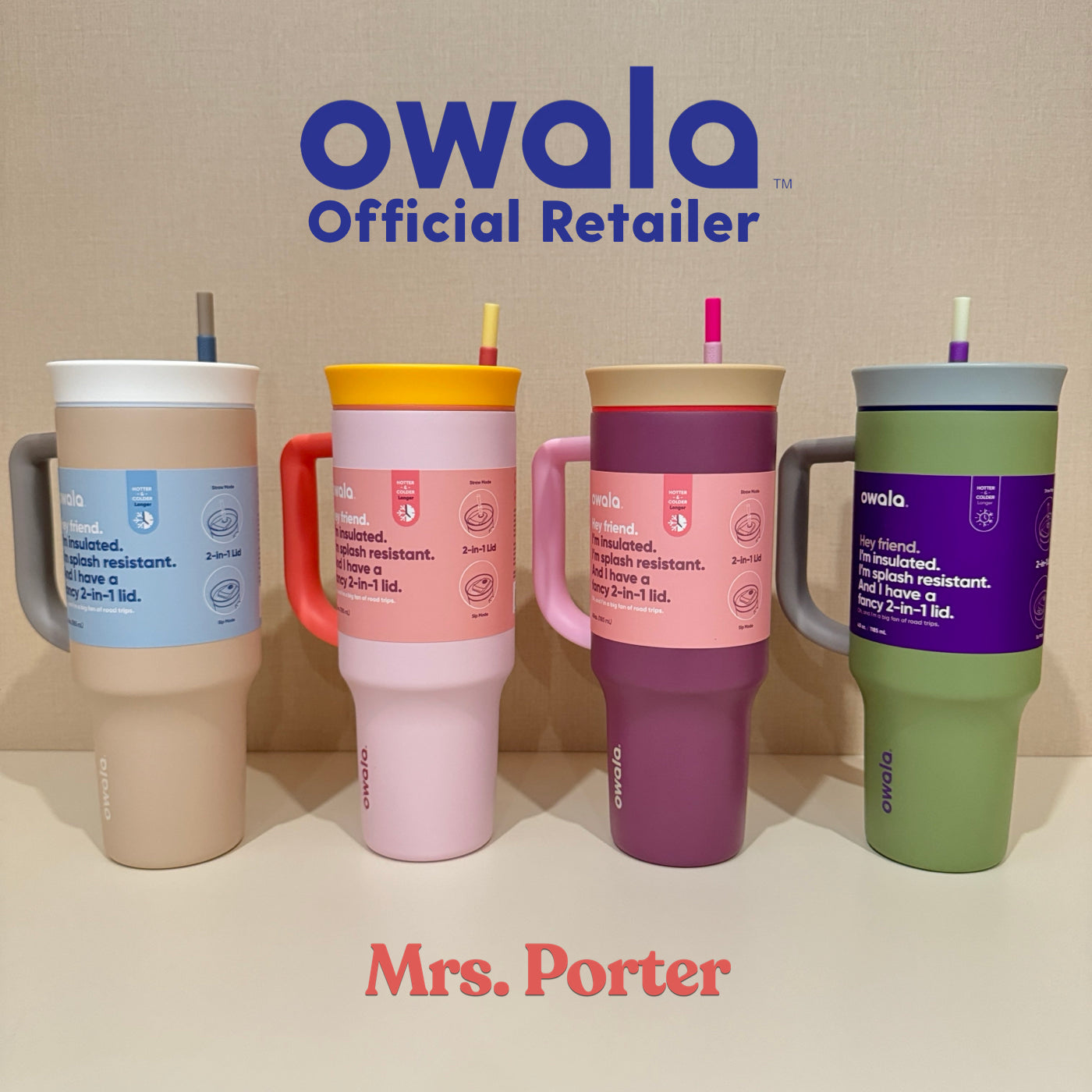 Owala 40oz (1182ml) Tumbler (Stainless Steel) - Mrs. Porter