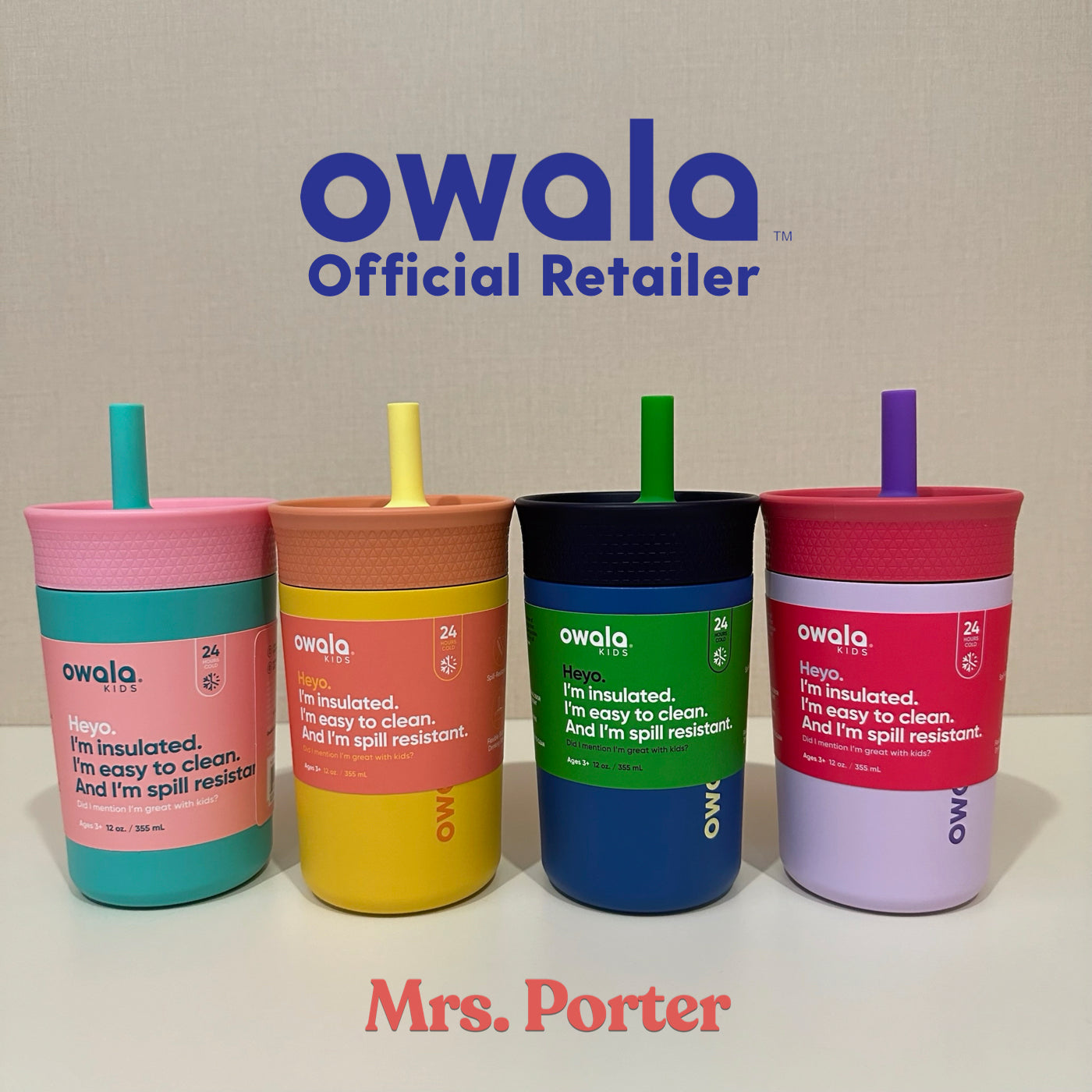 Owala Kids 12oz (354ml) Insulated Stainless Steel Tumbler - Mrs. Porter