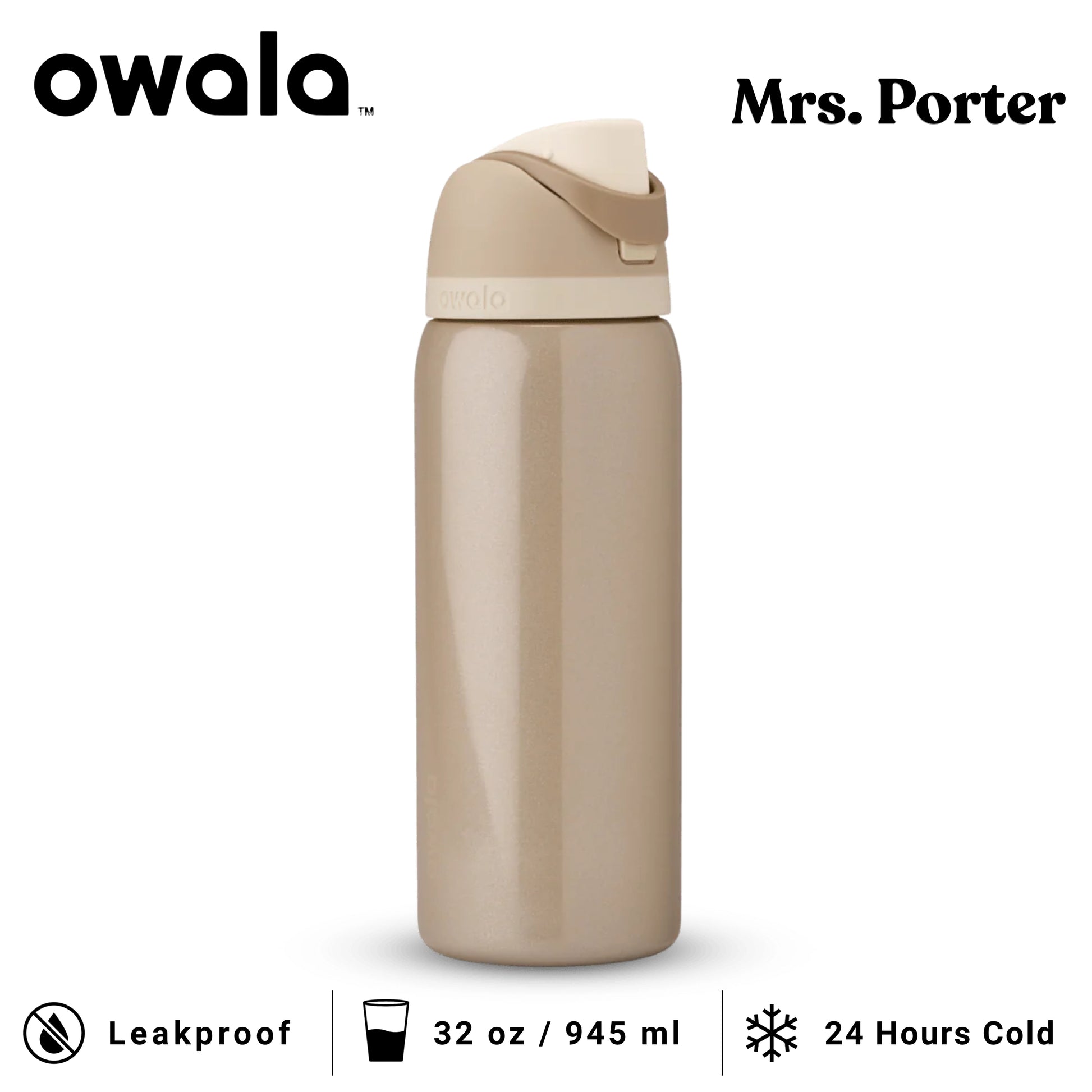 Owala FreeSip 32-Ounce (945ml) Insulated Stainless-Steel Water Bottle - Mrs. Porter