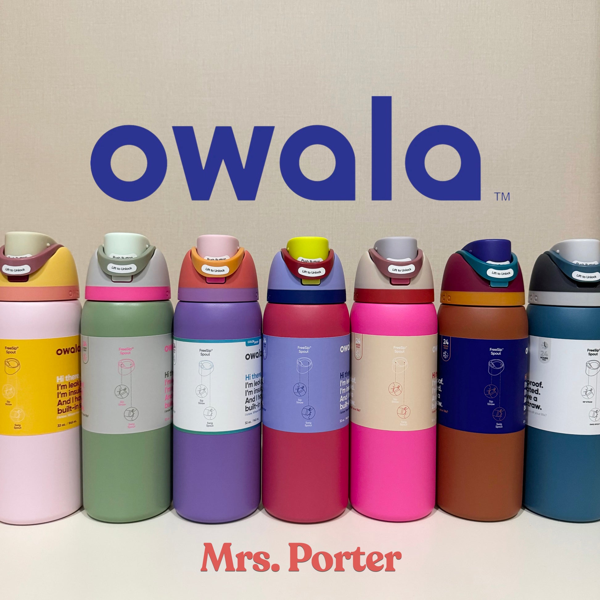 Owala FreeSip 32-Ounce (945ml) Insulated Stainless-Steel Water Bottle - Mrs. Porter