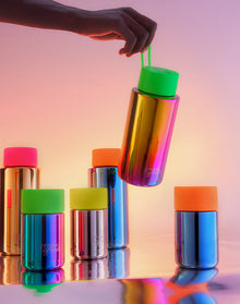 frank green Ceramic Reusable Bottle with Switch Lid & Strap (34oz/1000ml) Base Chrome Rainbow