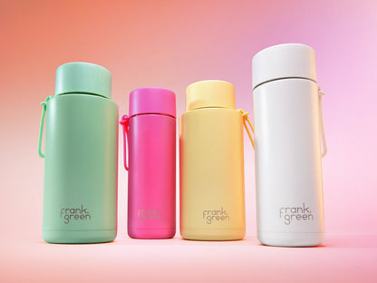 frank green Ceramic Reusable Bottle with Flip Straw Lid & Strap (34oz/1000ml)
