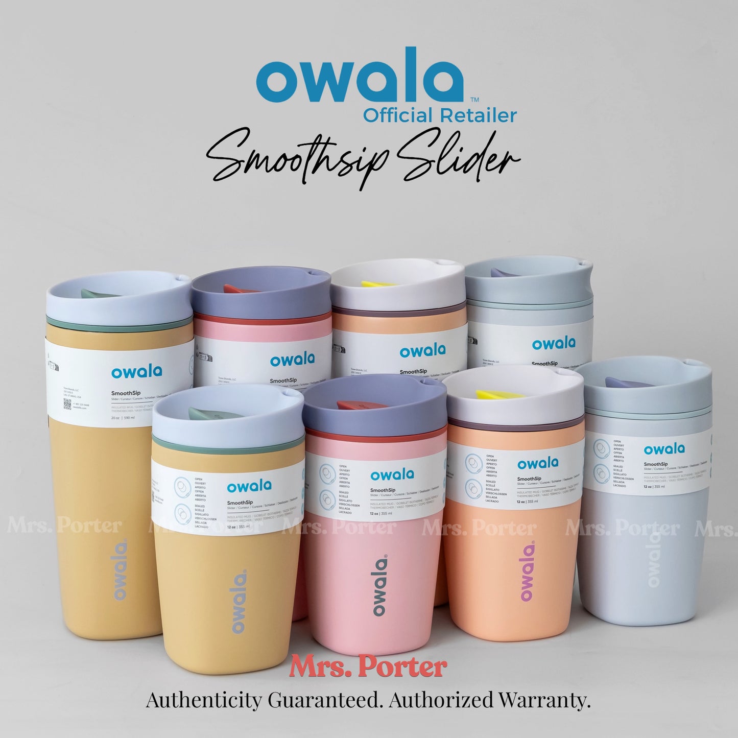 Owala SmoothSip Slider 12oz 20oz Insulated Stainless Steel Tumbler