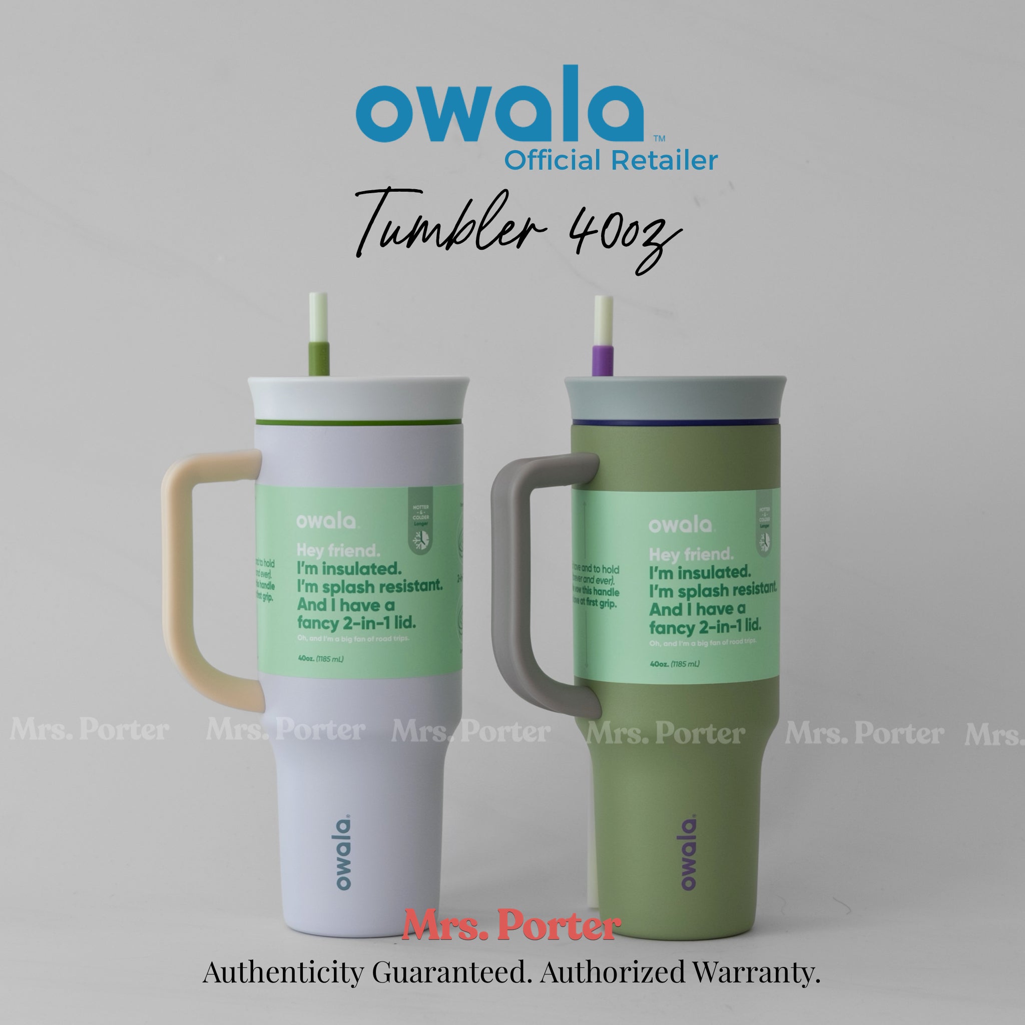 Owala 40oz (1182ml) Tumbler (Stainless Steel) – Mrs. Porter
