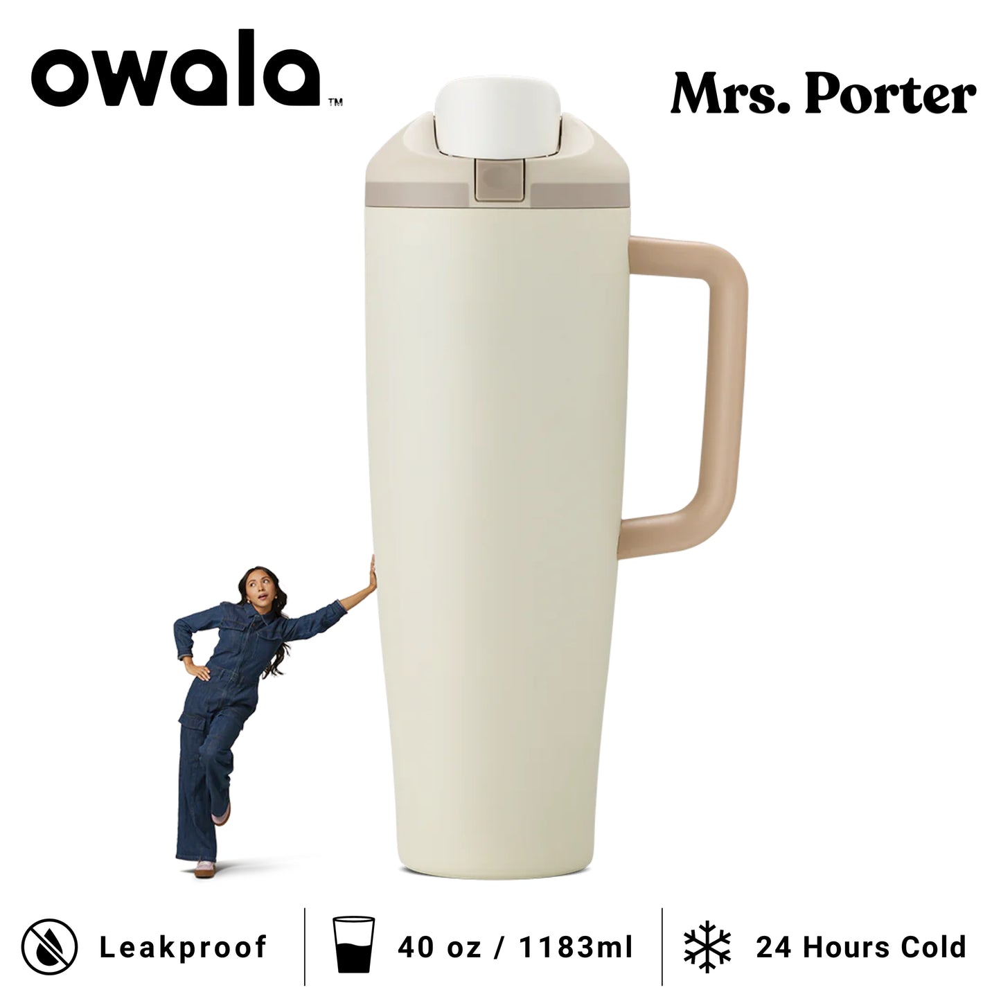 Owala FreeSip Tumbler 40oz (1183ml) Insulated Stainless-Steel Water Bottle