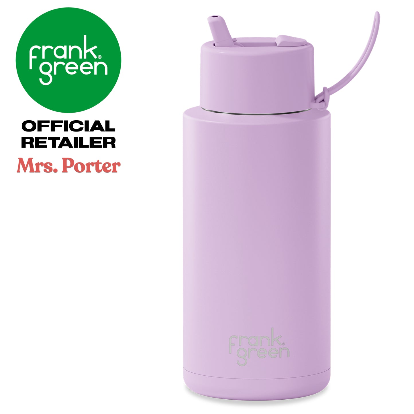 frank green Ceramic Reusable Bottle with Flip Straw Lid & Strap (34oz/1000ml)