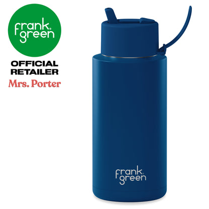 frank green Ceramic Reusable Bottle with Flip Straw Lid & Strap (34oz/1000ml)