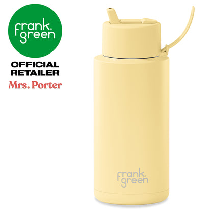 frank green Ceramic Reusable Bottle with Flip Straw Lid & Strap (34oz/1000ml)