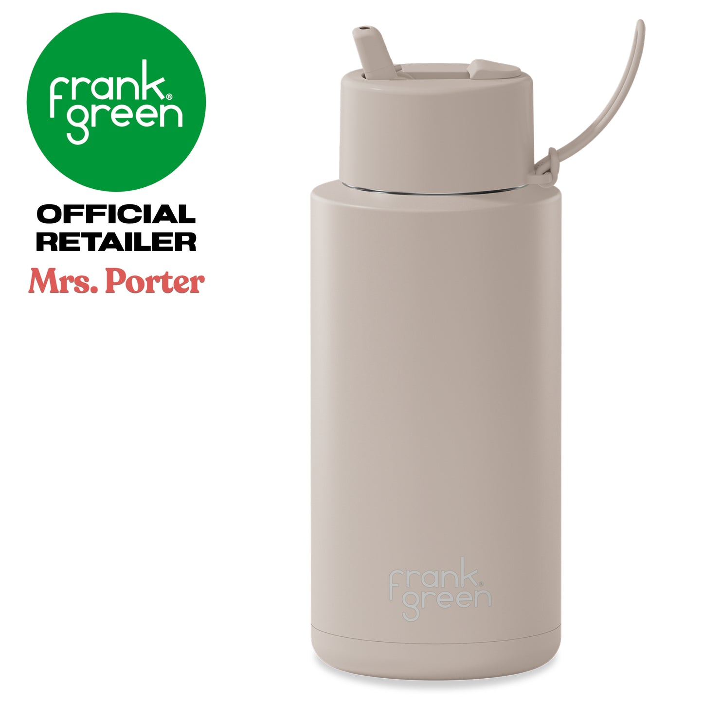 frank green Ceramic Reusable Bottle with Flip Straw Lid & Strap (34oz/1000ml)