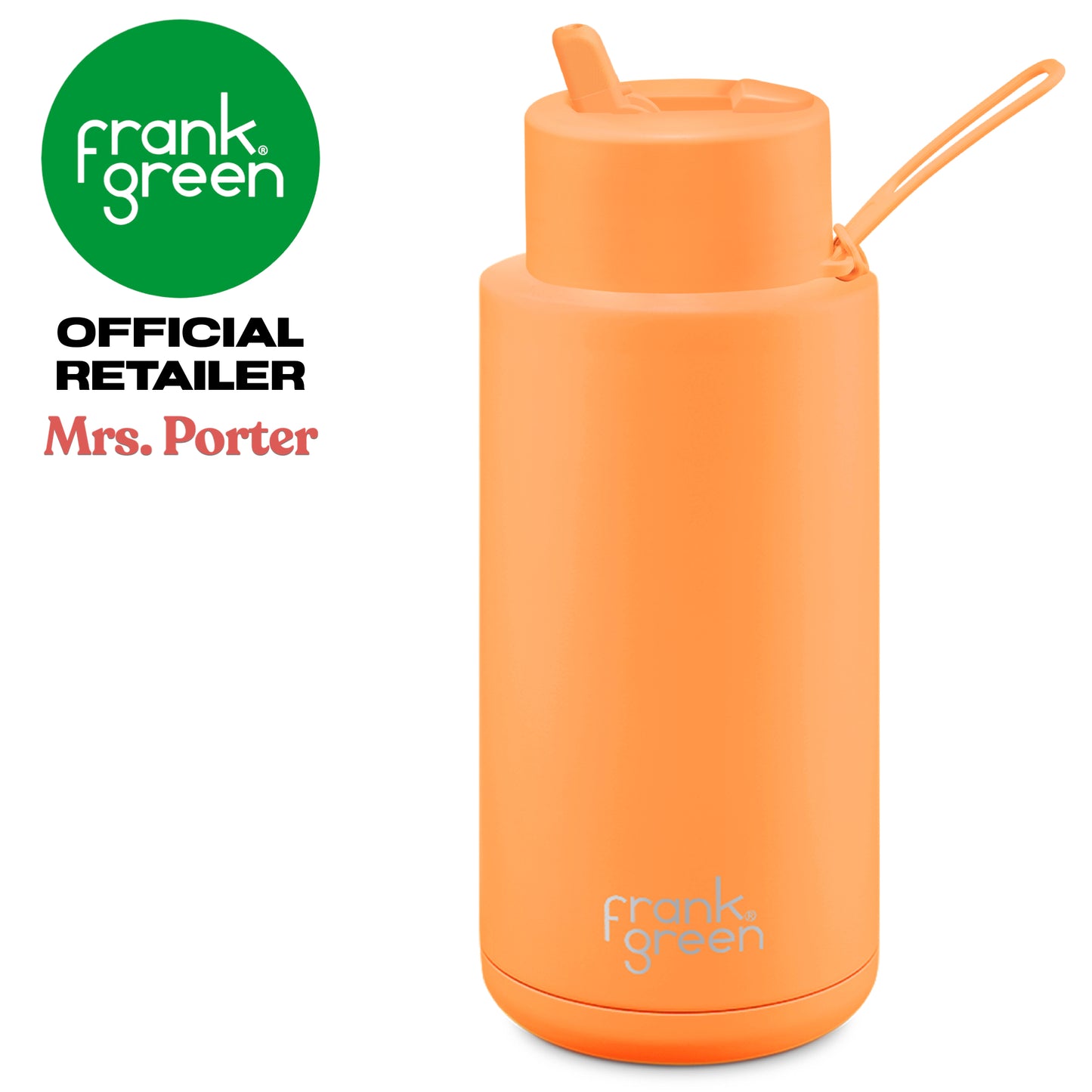 frank green Ceramic Reusable Bottle with Flip Straw Lid & Strap (34oz/1000ml)