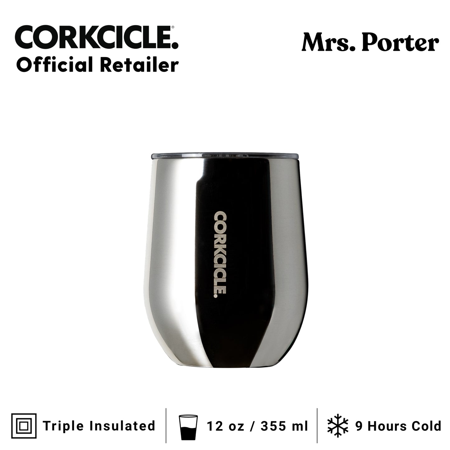 CORKCICLE Stemless 12oz Stainless Steel Drink Tumbler