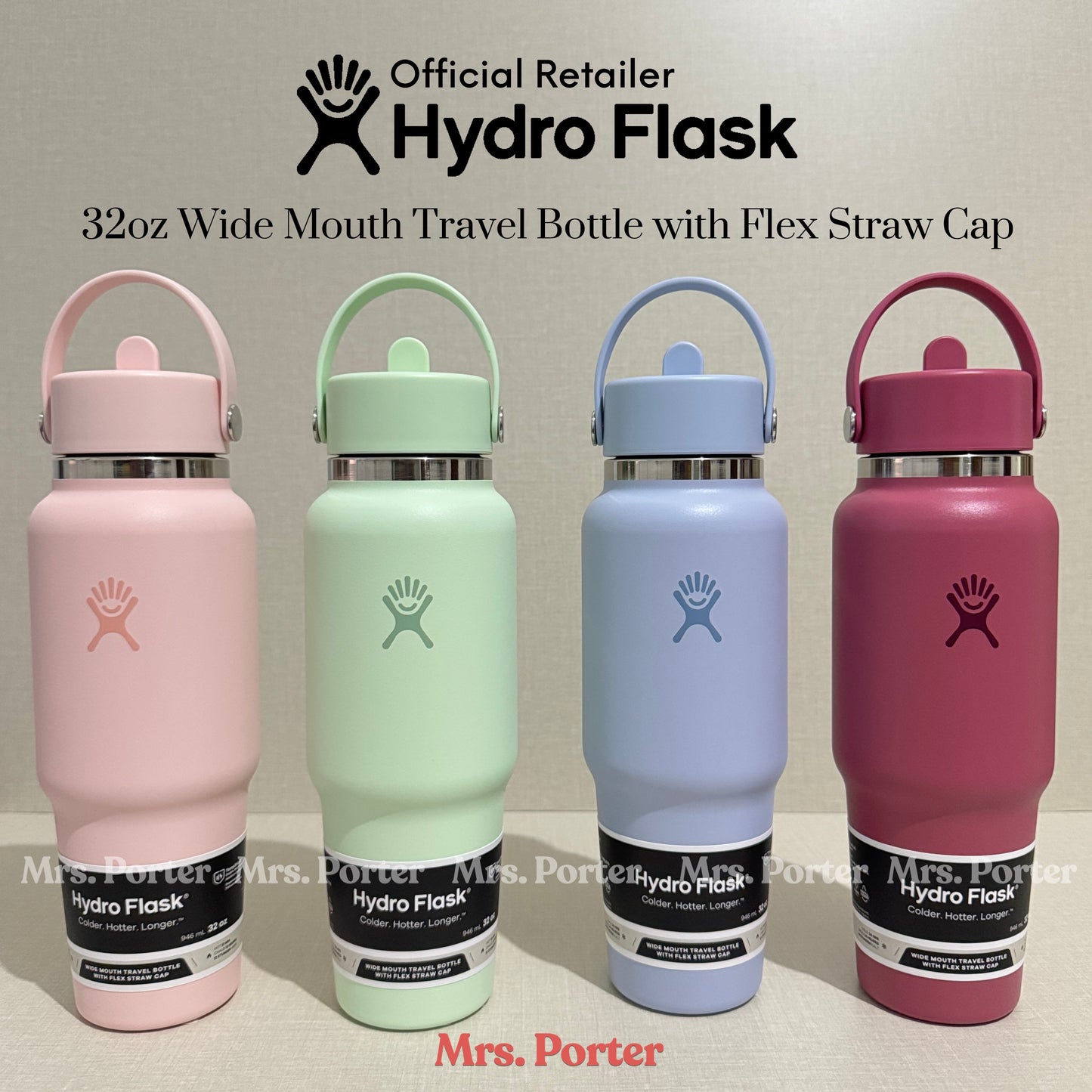 Hydro Flask 32oz (946ml) Wide Mouth Travel Bottle with Flex Straw Cap