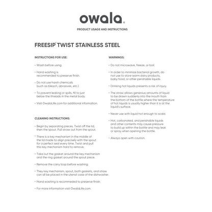 Owala FreeSip Twist Insulated Stainless Steel Water Bottle