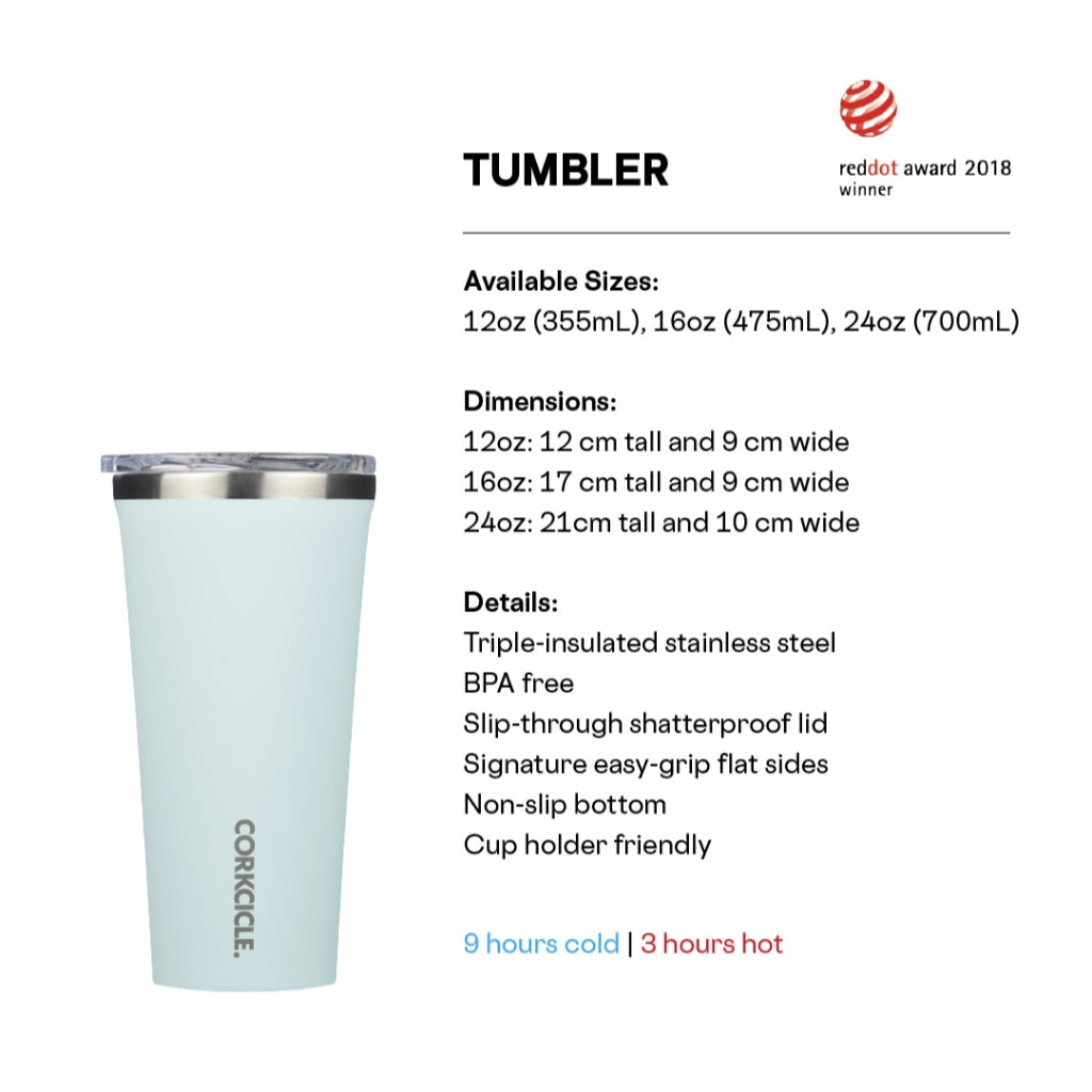 CORKCICLE Tumbler 16oz Stainless Steel Drink Tumbler